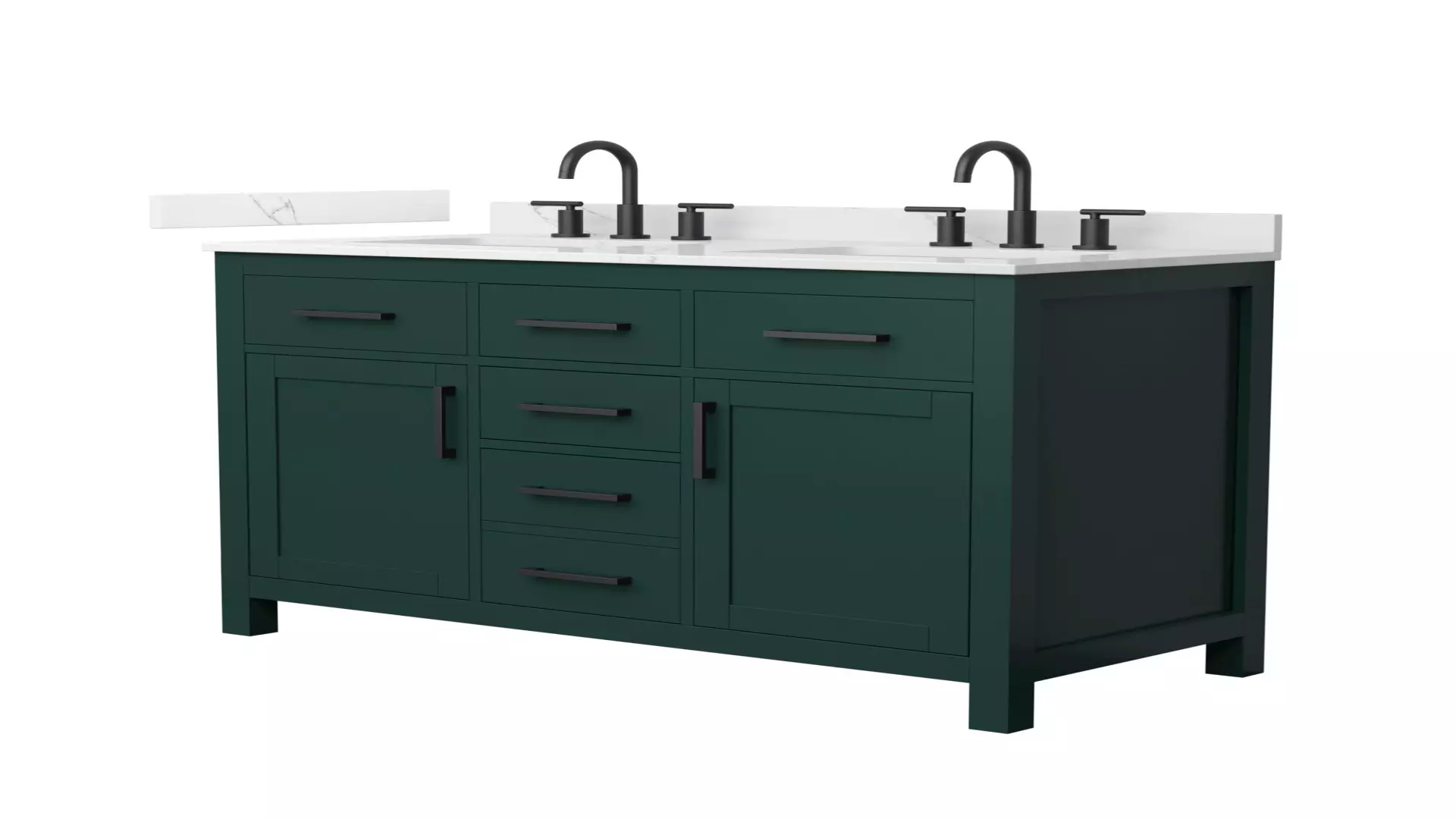 Beckett 48 Inch Double Bathroom Vanity in Green, Giotto Quartz Countertop, Undermount Square Sinks (3-Hole), Matte Black Trim material