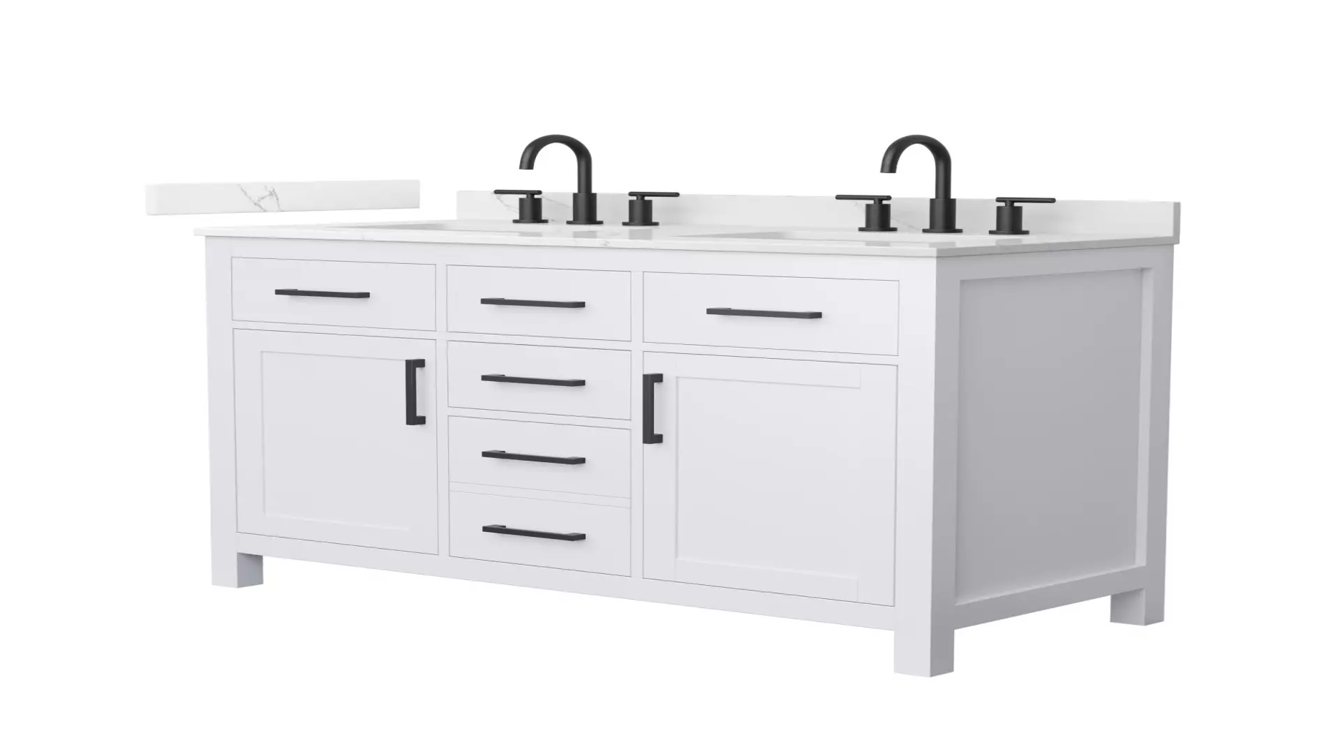 Beckett 48 Inch Double Bathroom Vanity in White, Giotto Quartz Countertop, Undermount Square Sinks (3-Hole), Matte Black Trim material