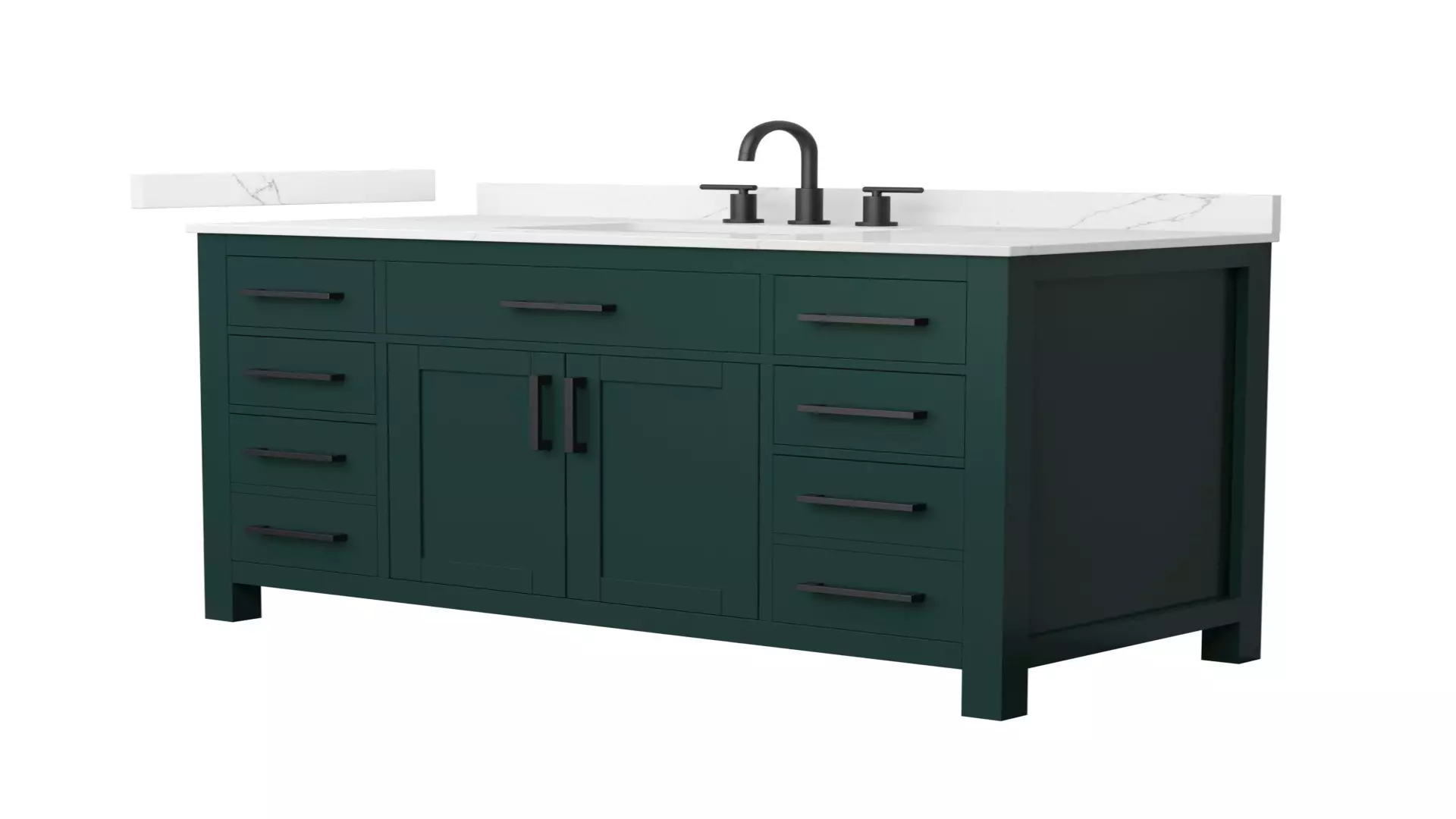 Beckett 48 Inch Single Bathroom Vanity in Green, Giotto Quartz Countertop, Undermount Square Sink (3-Hole), Matte Black Trim material