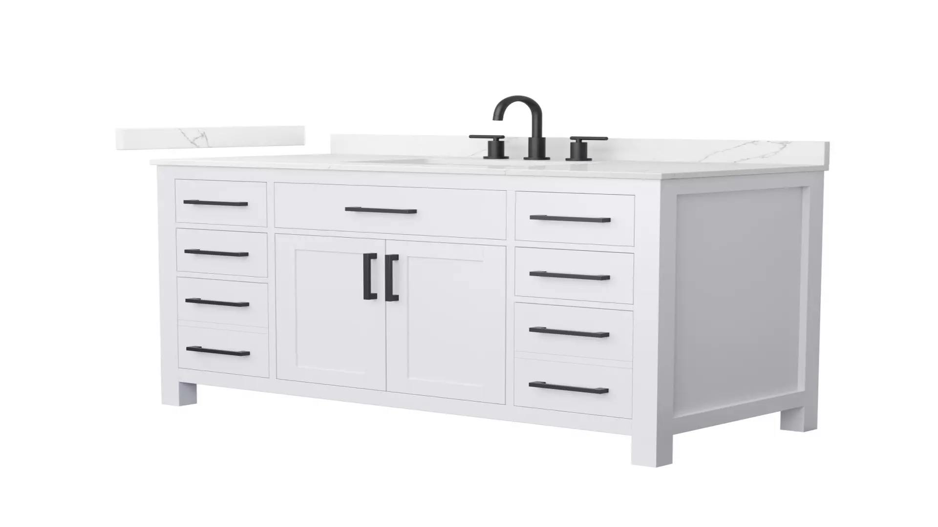 Beckett 48 Inch Single Bathroom Vanity in White, Giotto Quartz Countertop, Undermount Square Sink (3-Hole), Matte Black Trim material