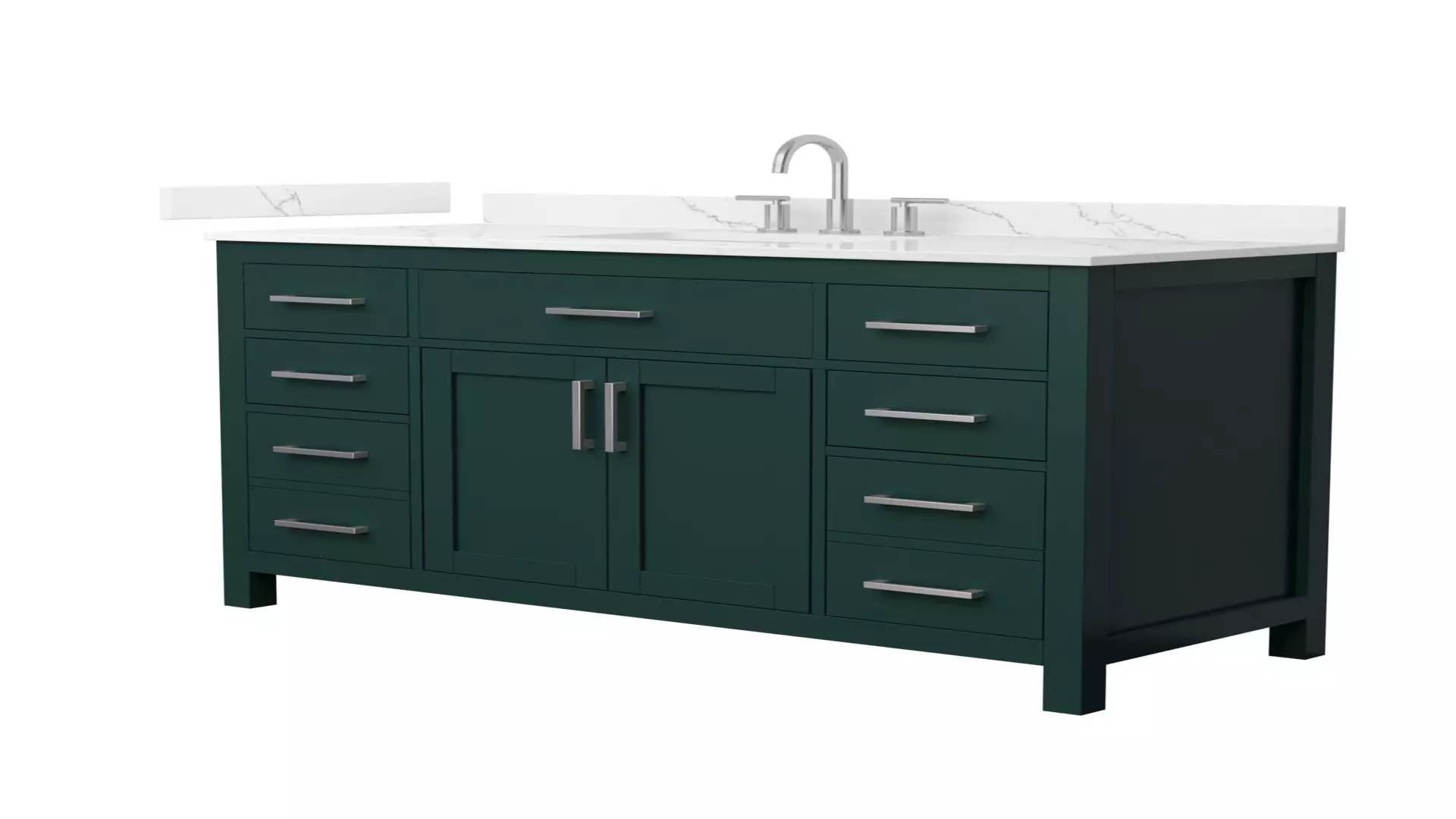 Beckett 54 Inch Single Bathroom Vanity in Green, Giotto Quartz Countertop, Undermount Square Sink (3-Hole), Brushed Nickel Trim material