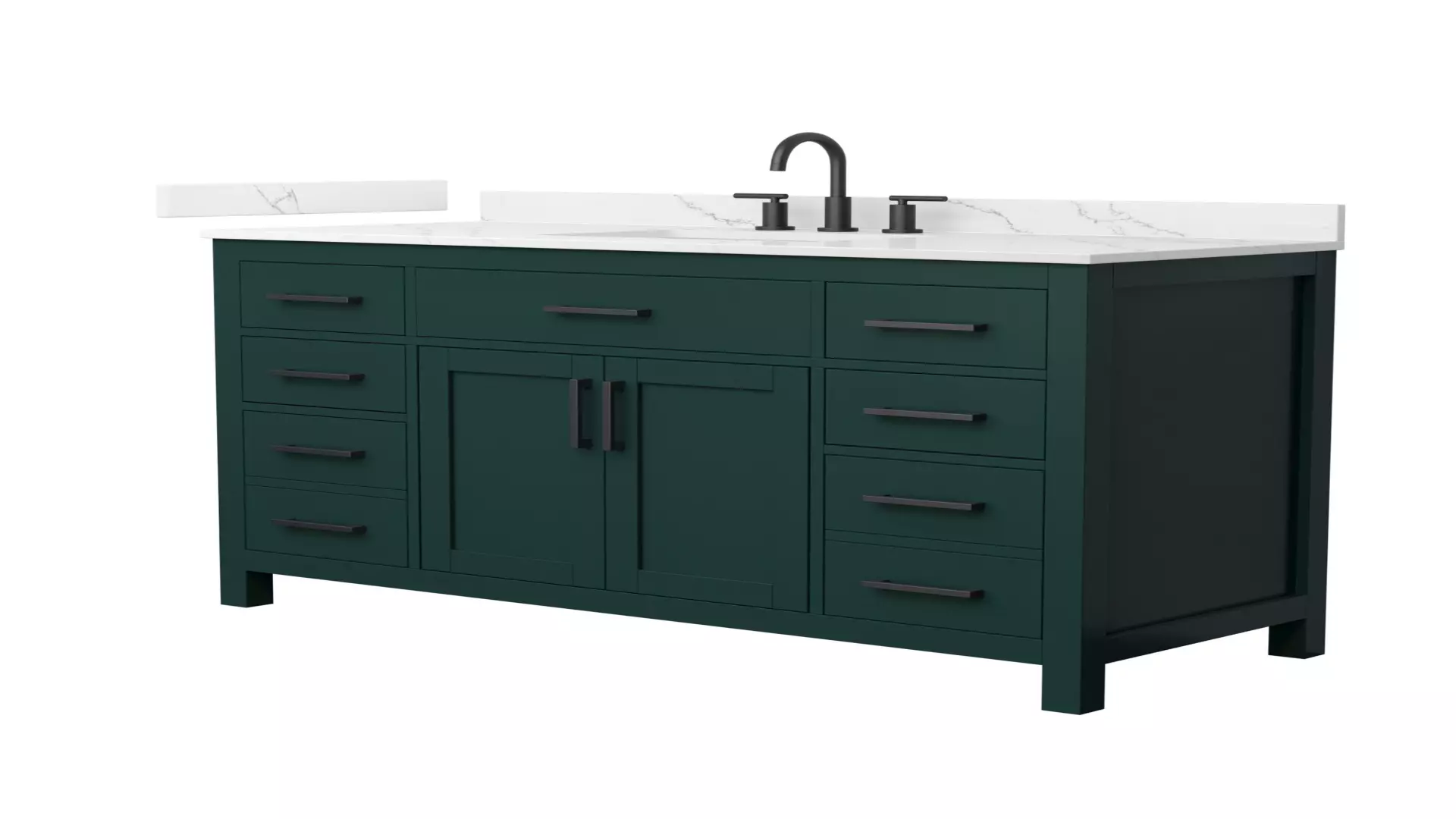Beckett 54 Inch Single Bathroom Vanity in Green, Giotto Quartz Countertop, Undermount Square Sink (3-Hole), Matte Black Trim material