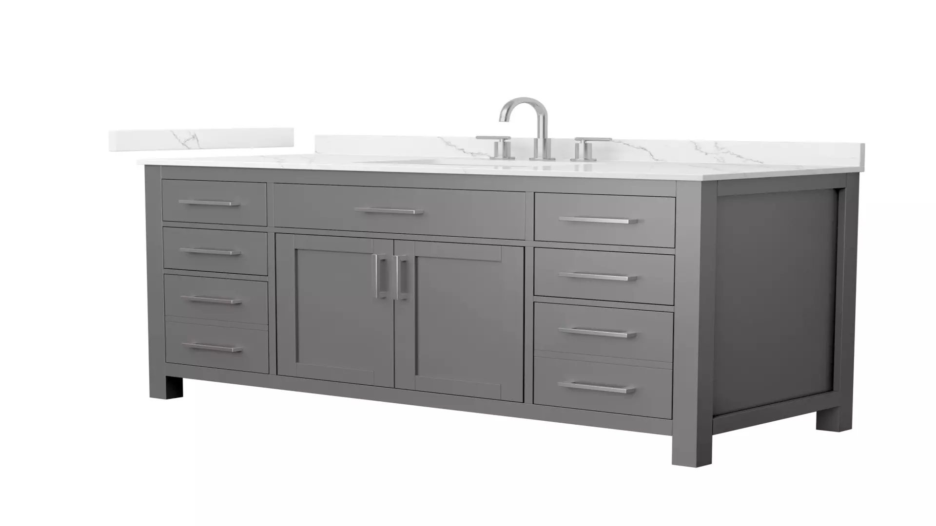 Beckett 54 Inch Single Bathroom Vanity in Dark Gray, Giotto Quartz Countertop, Undermount Square Sink (3-Hole), Brushed Nickel Trim material