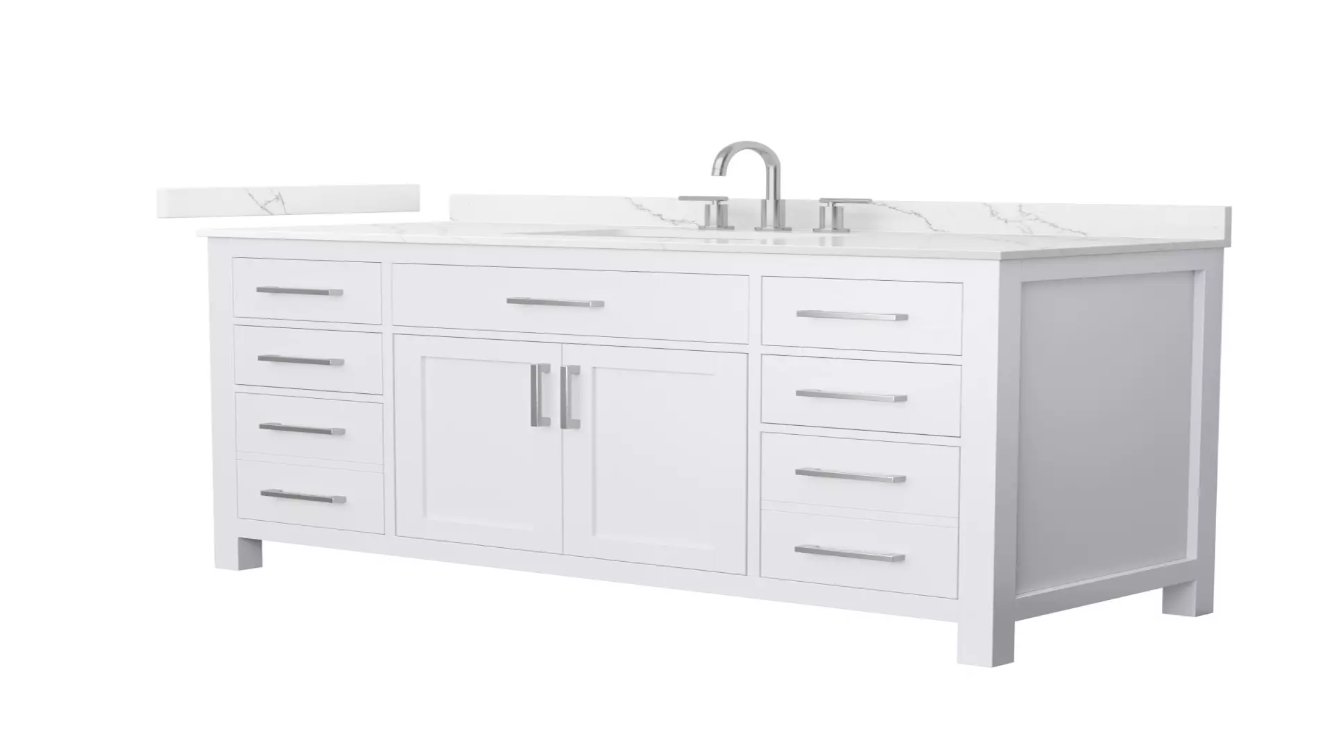 Beckett 54 Inch Single Bathroom Vanity in White, Giotto Quartz Countertop, Undermount Square Sink (3-Hole), Brushed Nickel Trim material
