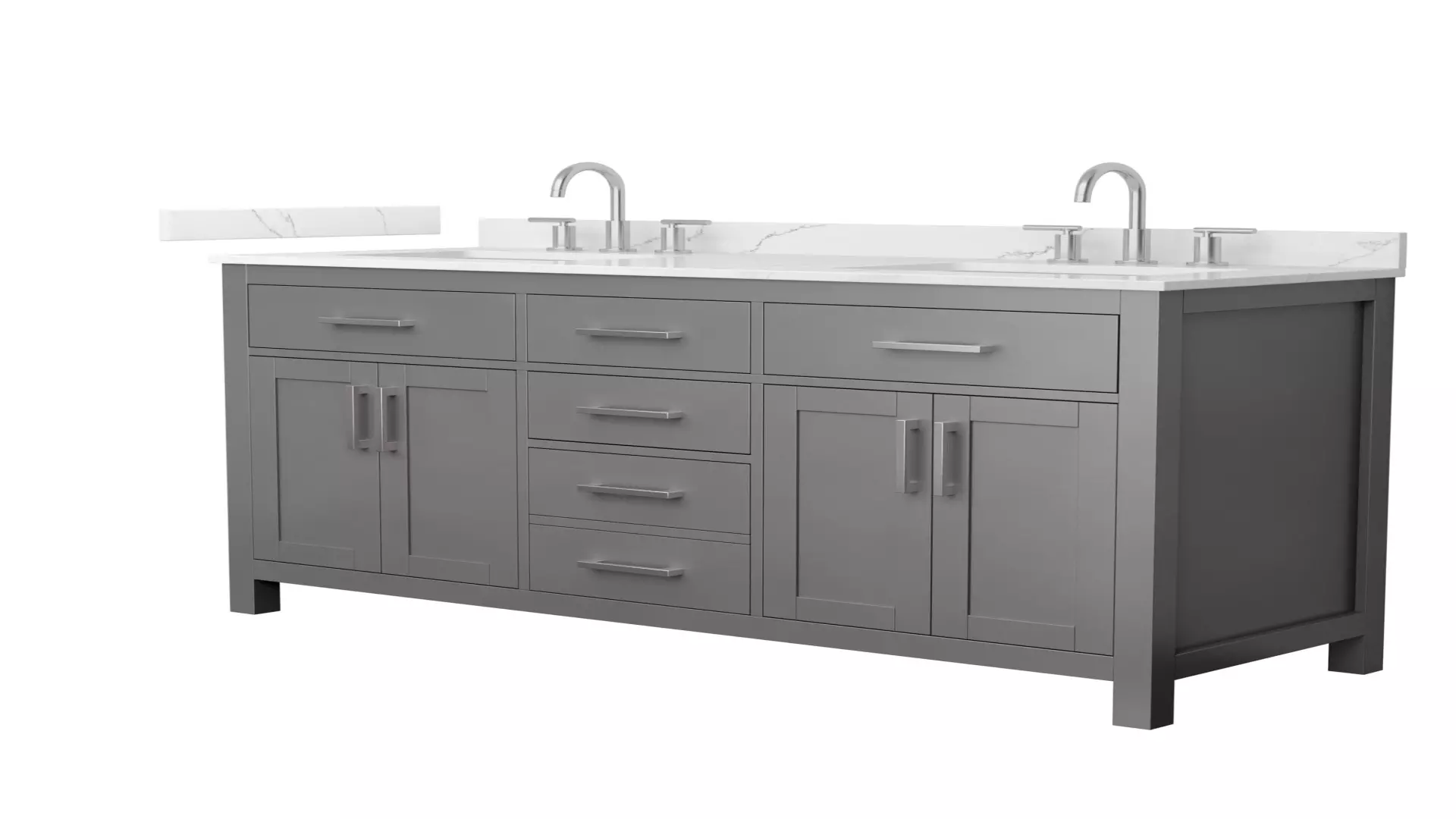 Beckett 60 Inch Double Bathroom Vanity in Dark Gray, Giotto Quartz Countertop, Undermount Square Sinks (3-Hole), Brushed Nickel Trim material