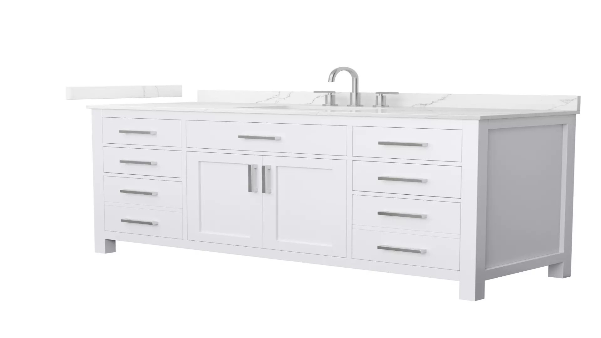 Beckett 60 Inch Single Bathroom Vanity in White, Giotto Quartz Countertop, Undermount Square Sink (3-Hole), Brushed Nickel Trim material