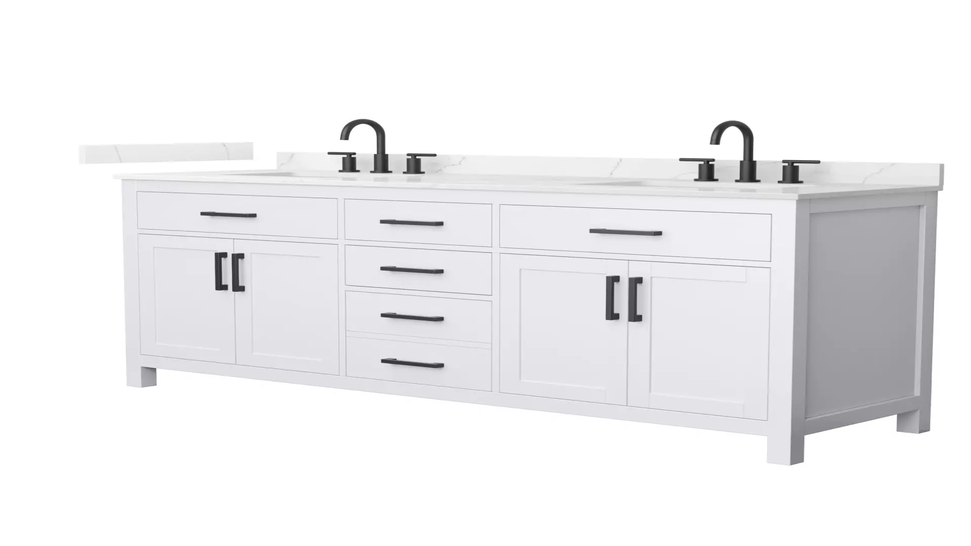 Beckett 72 Inch Double Bathroom Vanity in White, Giotto Quartz Countertop, Undermount Square Sinks (3-Hole), Matte Black Trim material