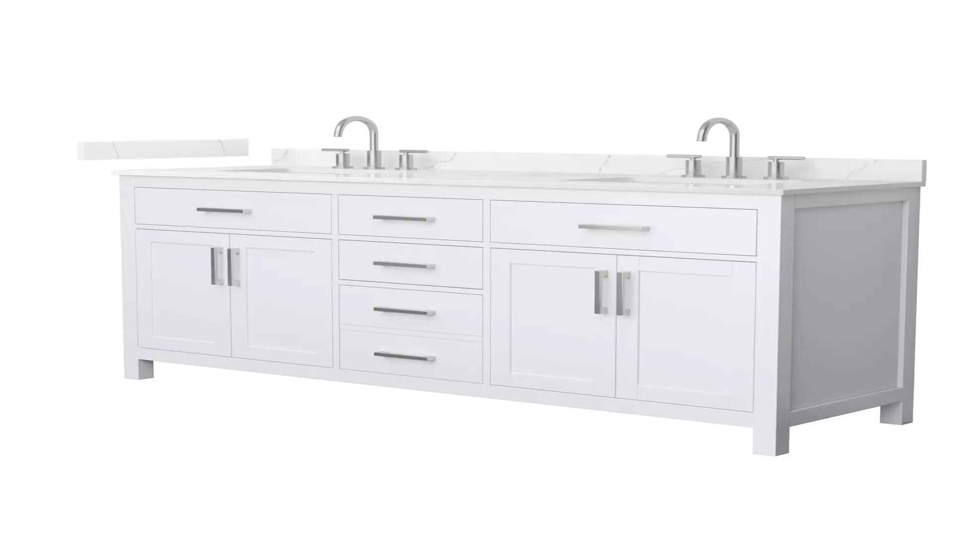 Beckett 72 Inch Double Bathroom Vanity in White, Giotto Quartz Countertop, Undermount Square Sinks (3-Hole), Brushed Nickel Trim material