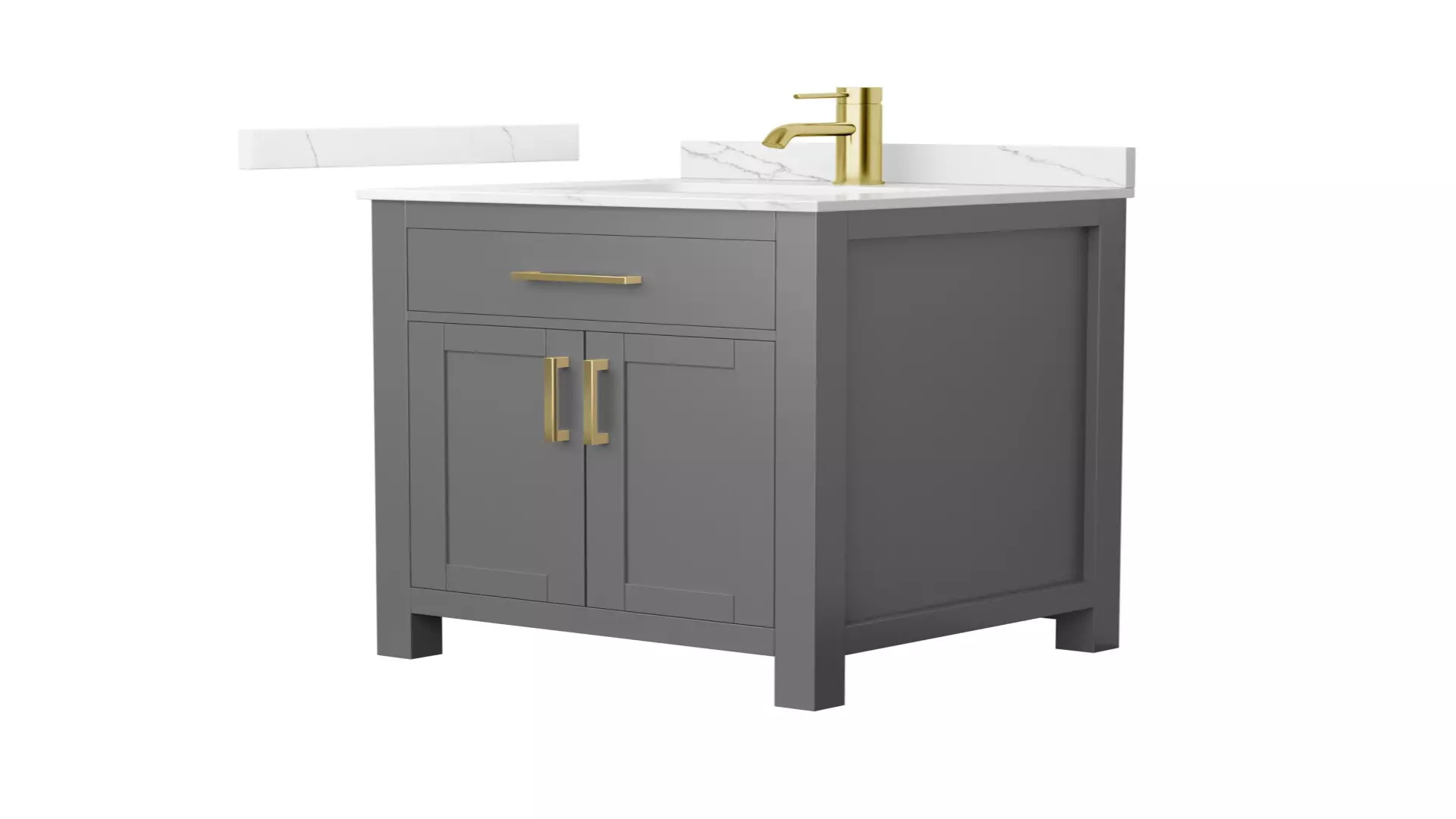 Beckett 24 Inch Single Bathroom Vanity in Dark Gray, Giotto Quartz Countertop, Undermount Square Sink (1-Hole), Brushed Gold Trim material