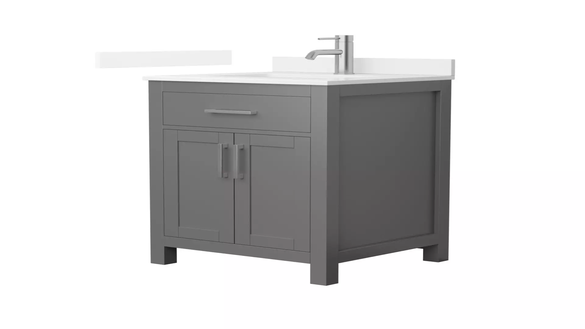 Beckett 24 Inch Single Bathroom Vanity in Dark Gray, White Quartz Countertop, Undermount Square Sink (1-Hole), Brushed Nickel Trim material