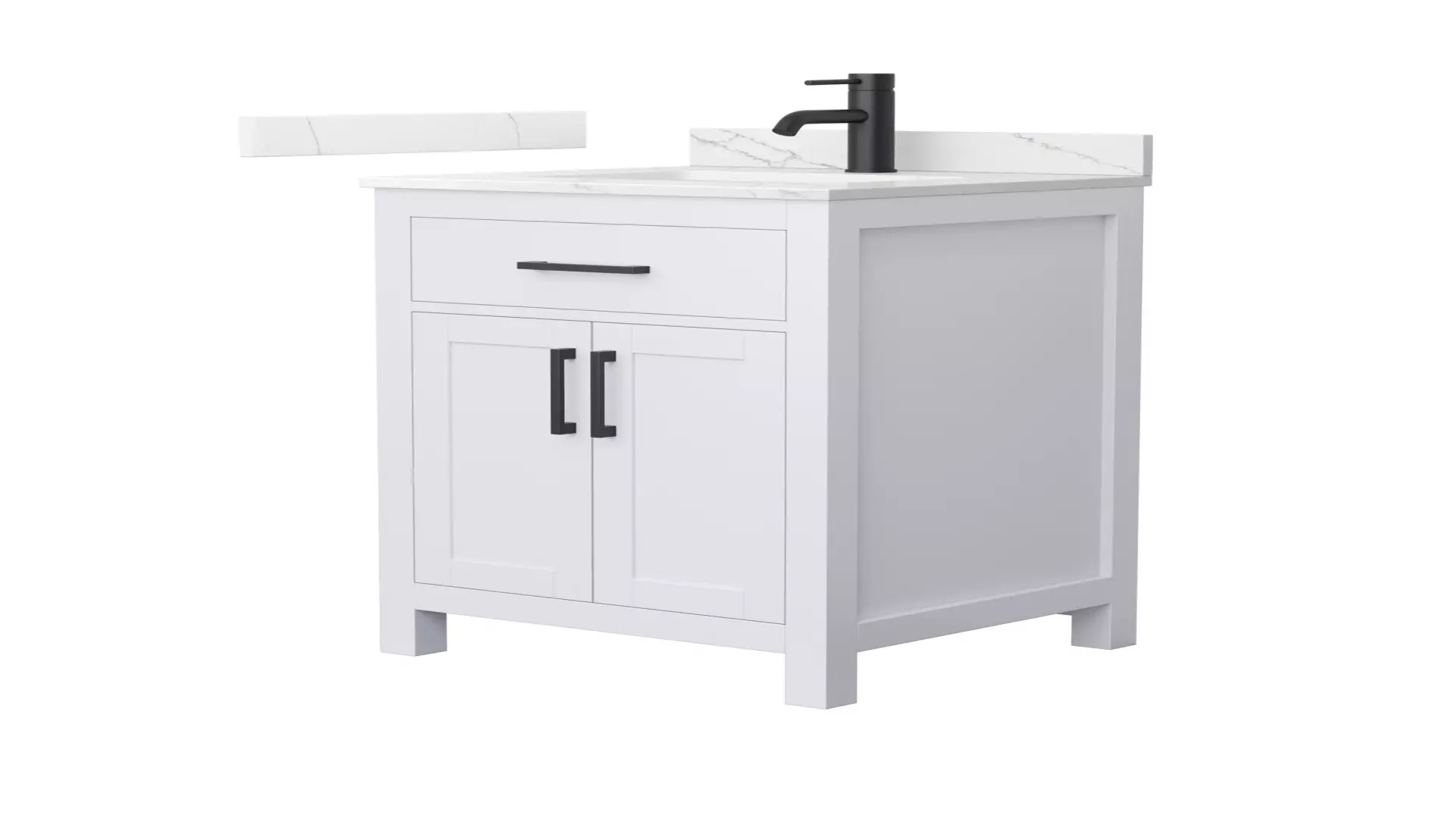Beckett 24 Inch Single Bathroom Vanity in White, Giotto Quartz Countertop, Undermount Square Sink (1-Hole), Matte Black Trim material