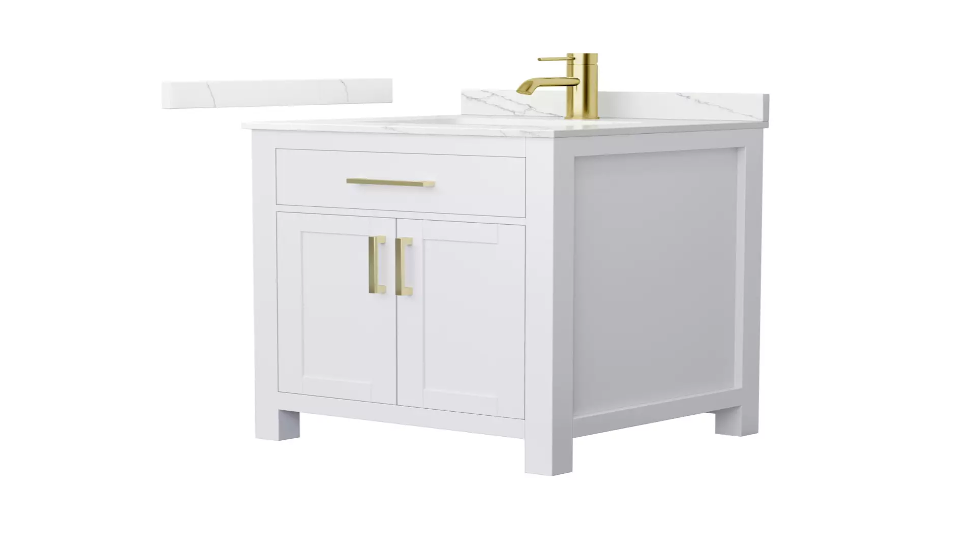 Beckett 24 Inch Single Bathroom Vanity in White, Giotto Quartz Countertop, Undermount Square Sink (1-Hole), Brushed Gold Trim material