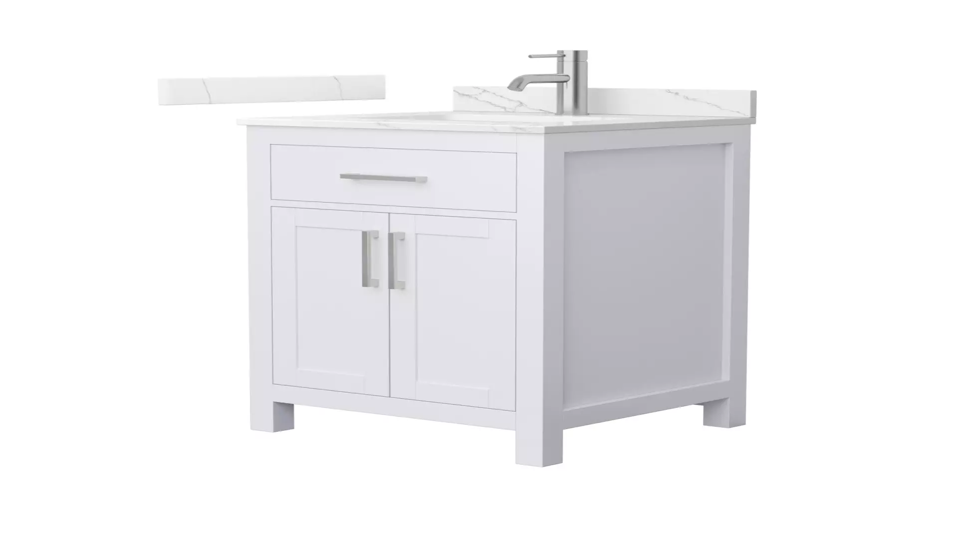 Beckett 24 Inch Single Bathroom Vanity in White, Giotto Quartz Countertop, Undermount Square Sink (1-Hole), Brushed Nickel Trim material
