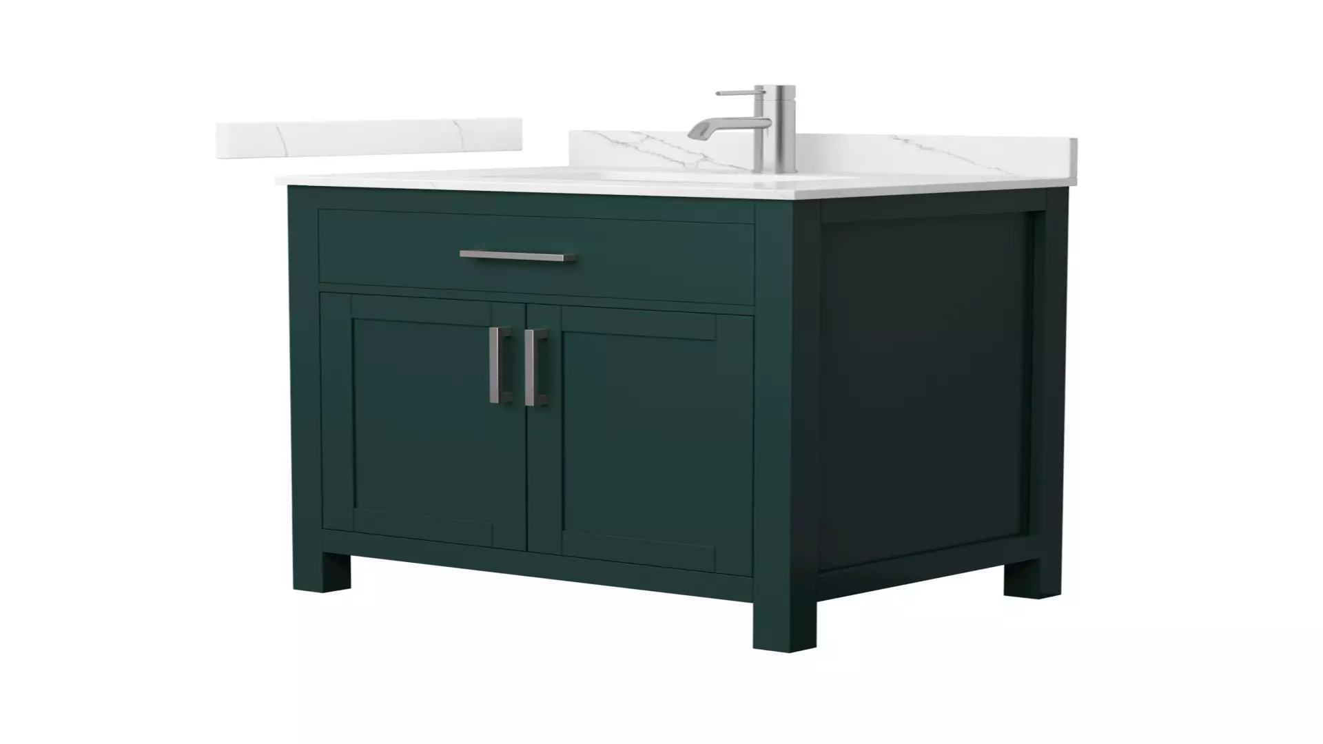 Beckett 30 Inch Single Bathroom Vanity in Green, Giotto Quartz Countertop, Undermount Square Sink (1-Hole), Brushed Nickel Trim material