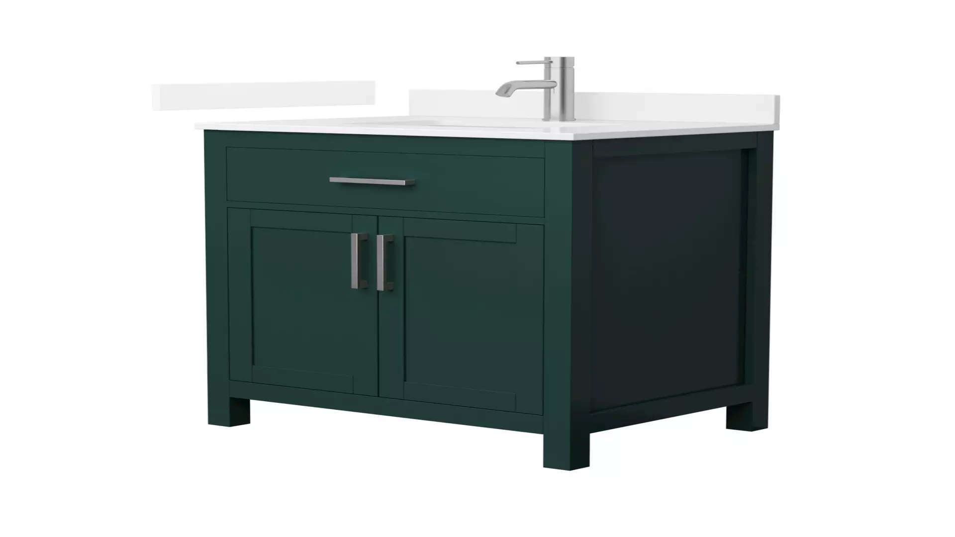 Beckett 30 Inch Single Bathroom Vanity in Green, White Quartz Countertop, Undermount Square Sink (1-Hole), Brushed Nickel Trim material