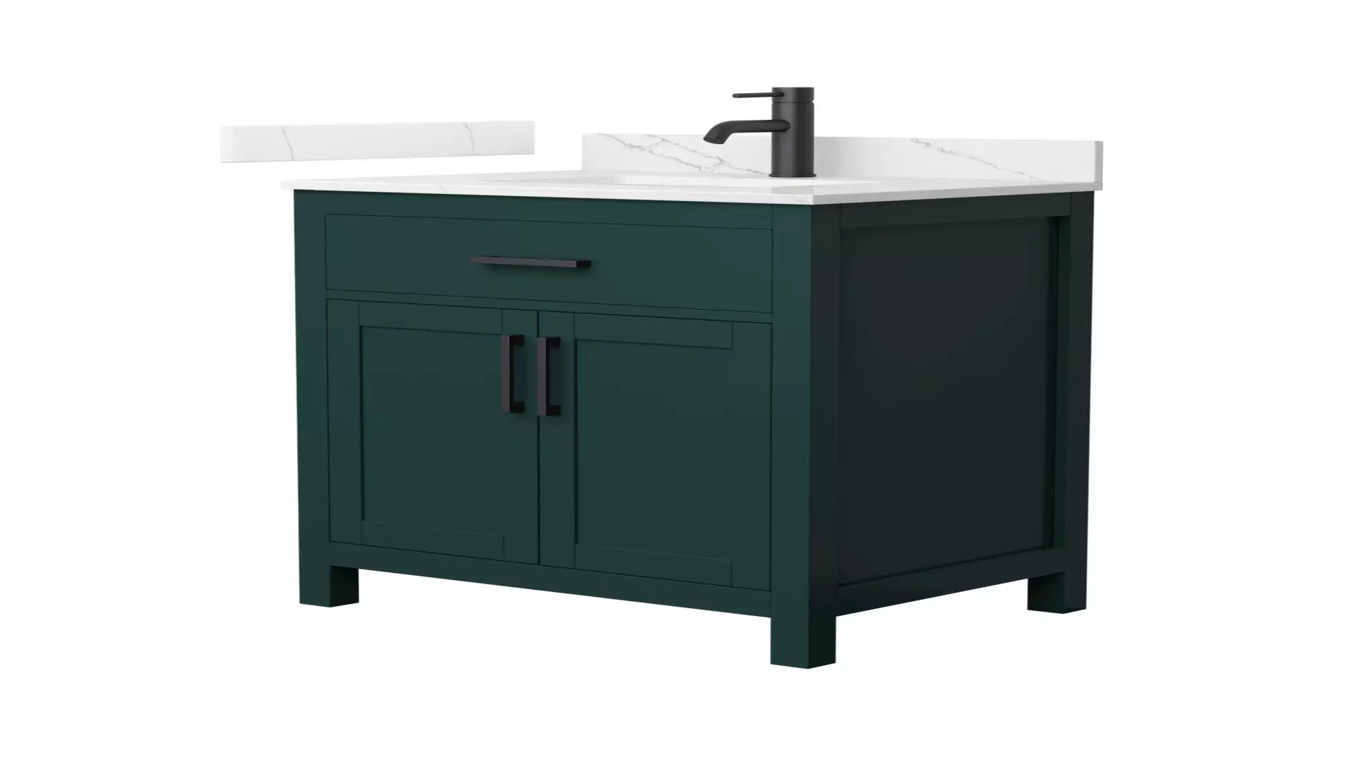 Beckett 30 Inch Single Bathroom Vanity in Green, Giotto Quartz Countertop, Undermount Square Sink (1-Hole), Matte Black Trim material