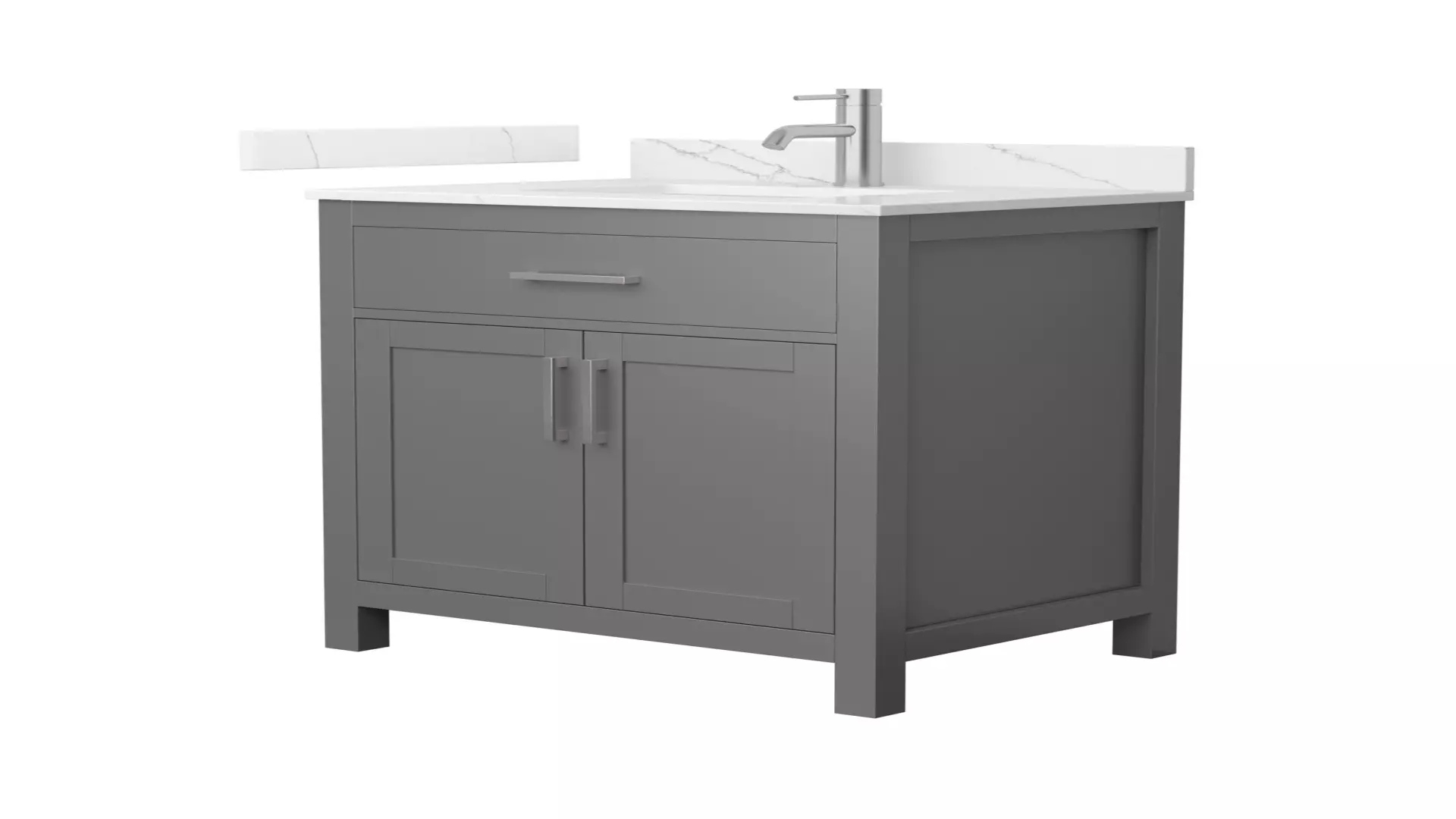 Beckett 30 Inch Single Bathroom Vanity in Dark Gray, Giotto Quartz Countertop, Undermount Square Sink (1-Hole), Brushed Nickel Trim material