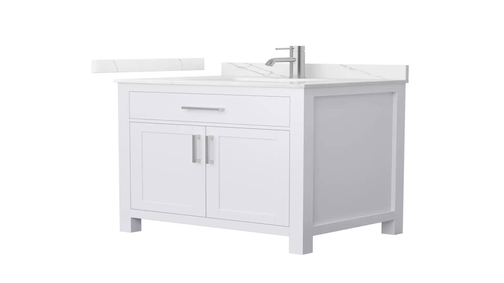 Beckett 30 Inch Single Bathroom Vanity in White, Giotto Quartz Countertop, Undermount Square Sink (1-Hole), Brushed Nickel Trim material