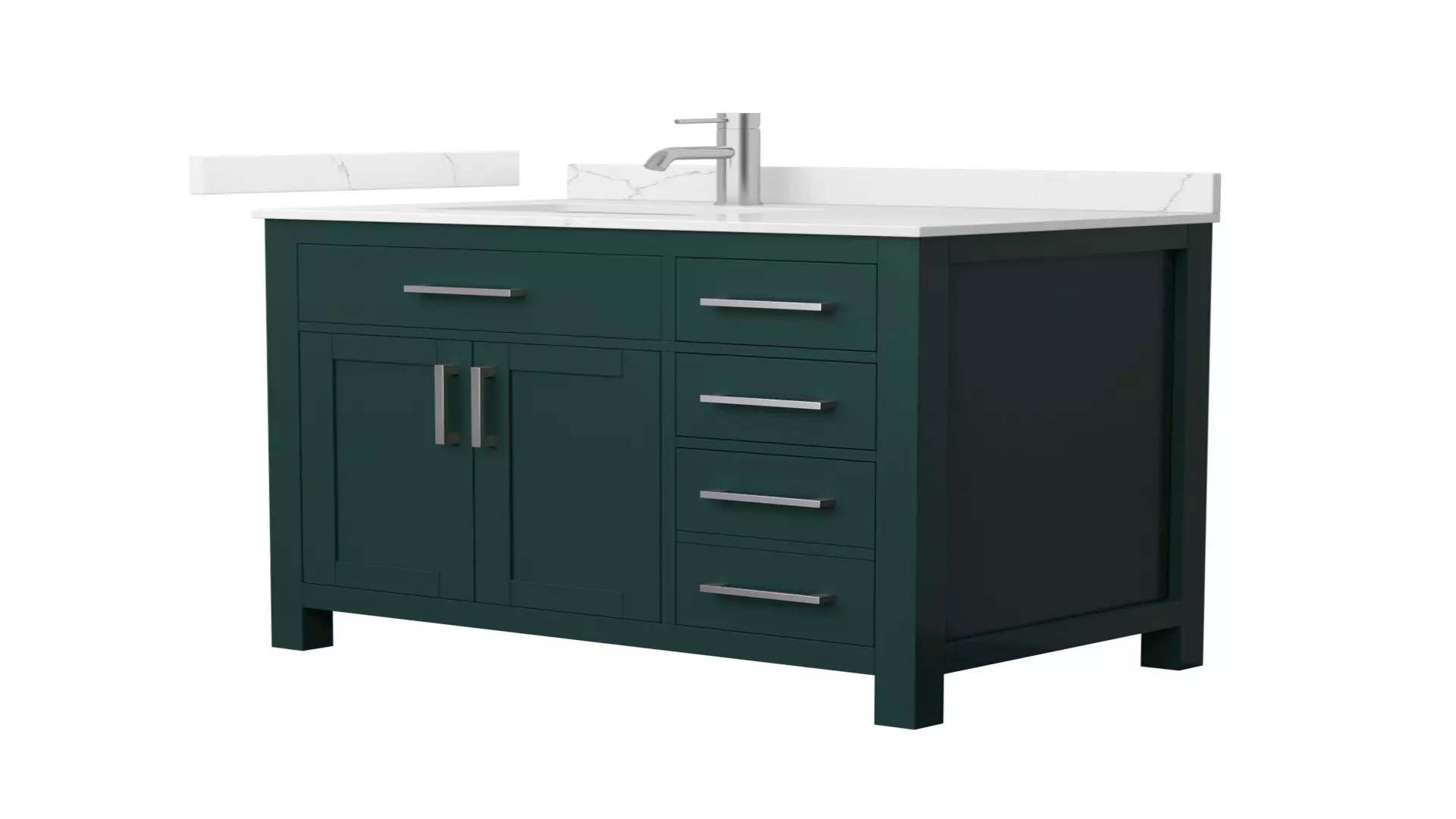 Beckett 36 Inch Single Bathroom Vanity in Green, Giotto Quartz Countertop, Undermount Square Sink (1-Hole), Brushed Nickel Trim material