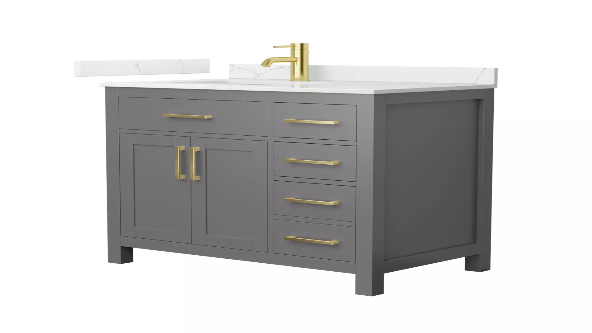 Beckett 36 Inch Single Bathroom Vanity in Dark Gray, Giotto Quartz Countertop, Undermount Square Sink (1-Hole), Brushed Gold Trim material