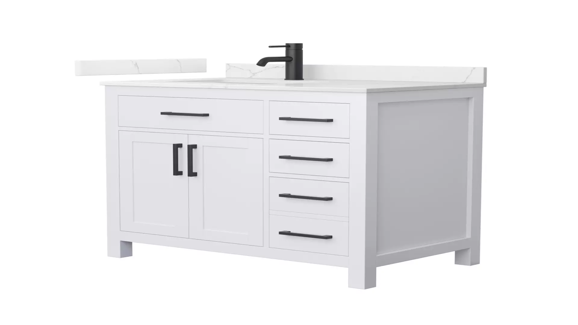 Beckett 36 Inch Single Bathroom Vanity in White, Giotto Quartz Countertop, Undermount Square Sink (1-Hole), Matte Black Trim material