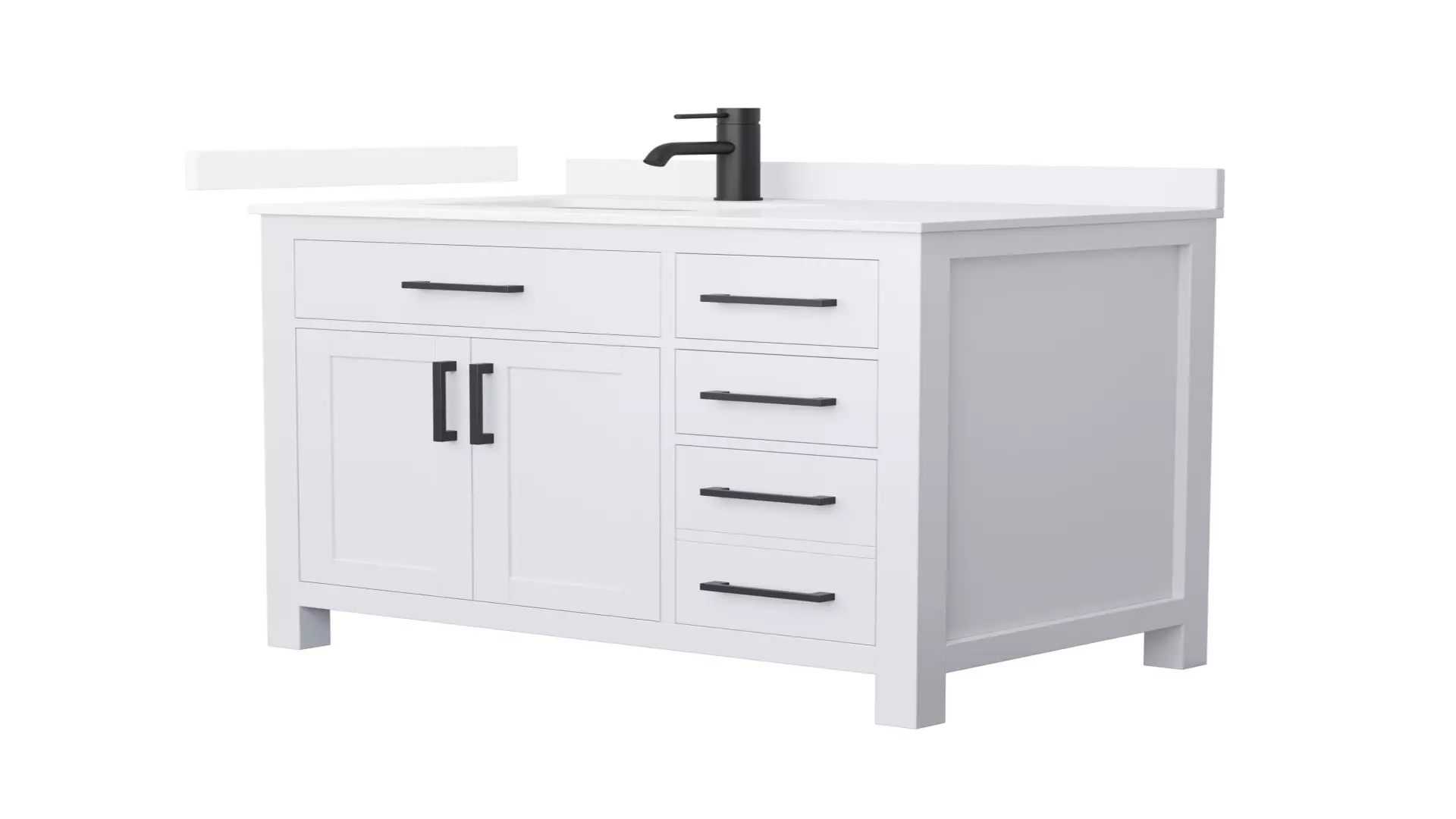 Beckett 36 Inch Single Bathroom Vanity in White, White Quartz Countertop, Undermount Square Sink (1-Hole), Matte Black Trim material