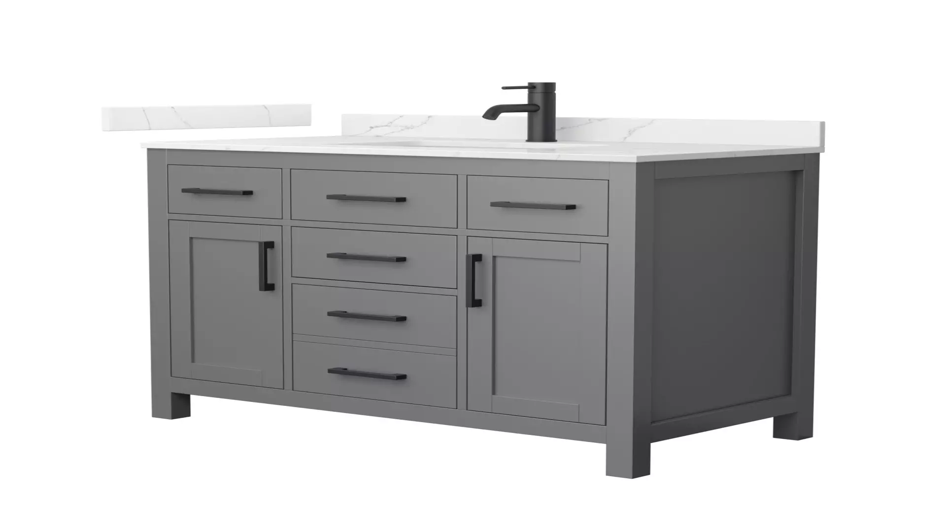 Beckett 42 Inch Single Bathroom Vanity in Dark Gray, Giotto Quartz Countertop, Undermount Square Sink (1-Hole), Matte Black Trim material