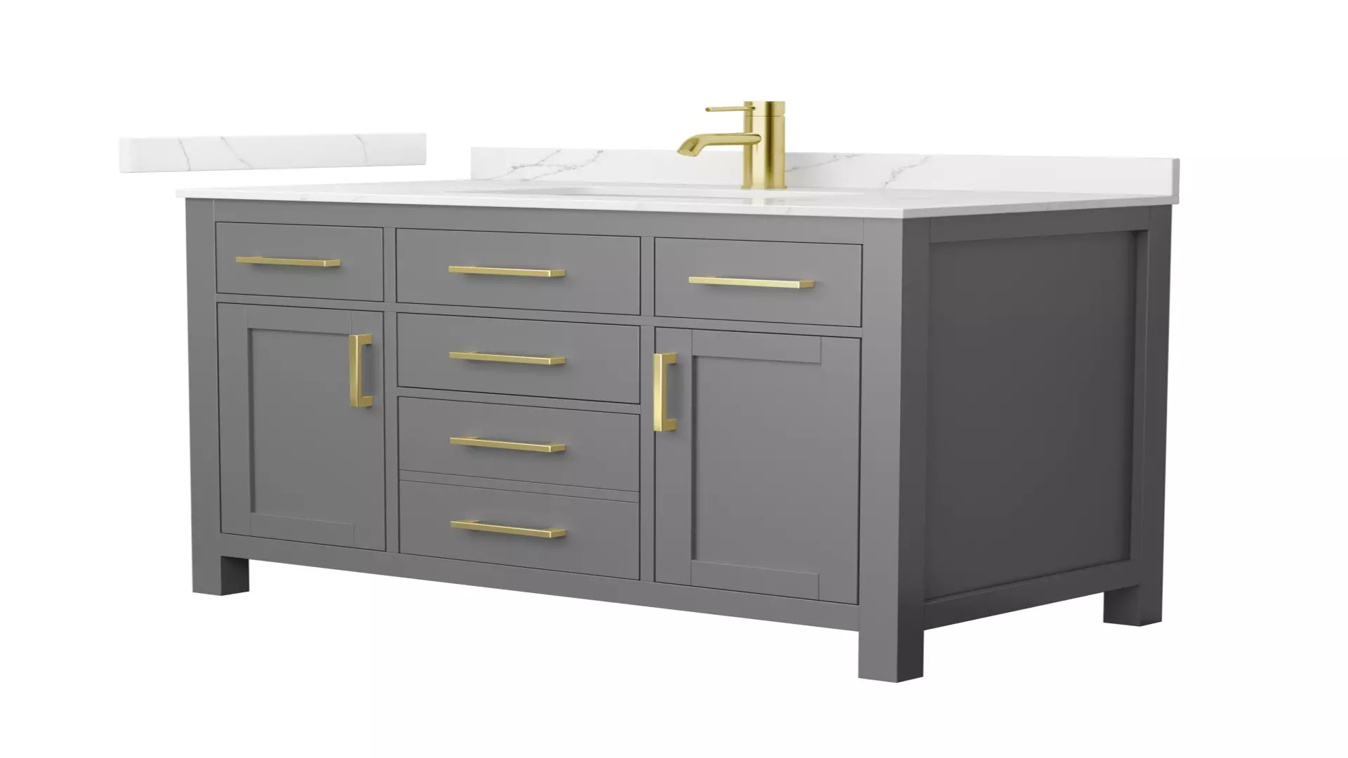 Beckett 42 Inch Single Bathroom Vanity in Dark Gray, Giotto Quartz Countertop, Undermount Square Sink (1-Hole), Brushed Gold Trim material