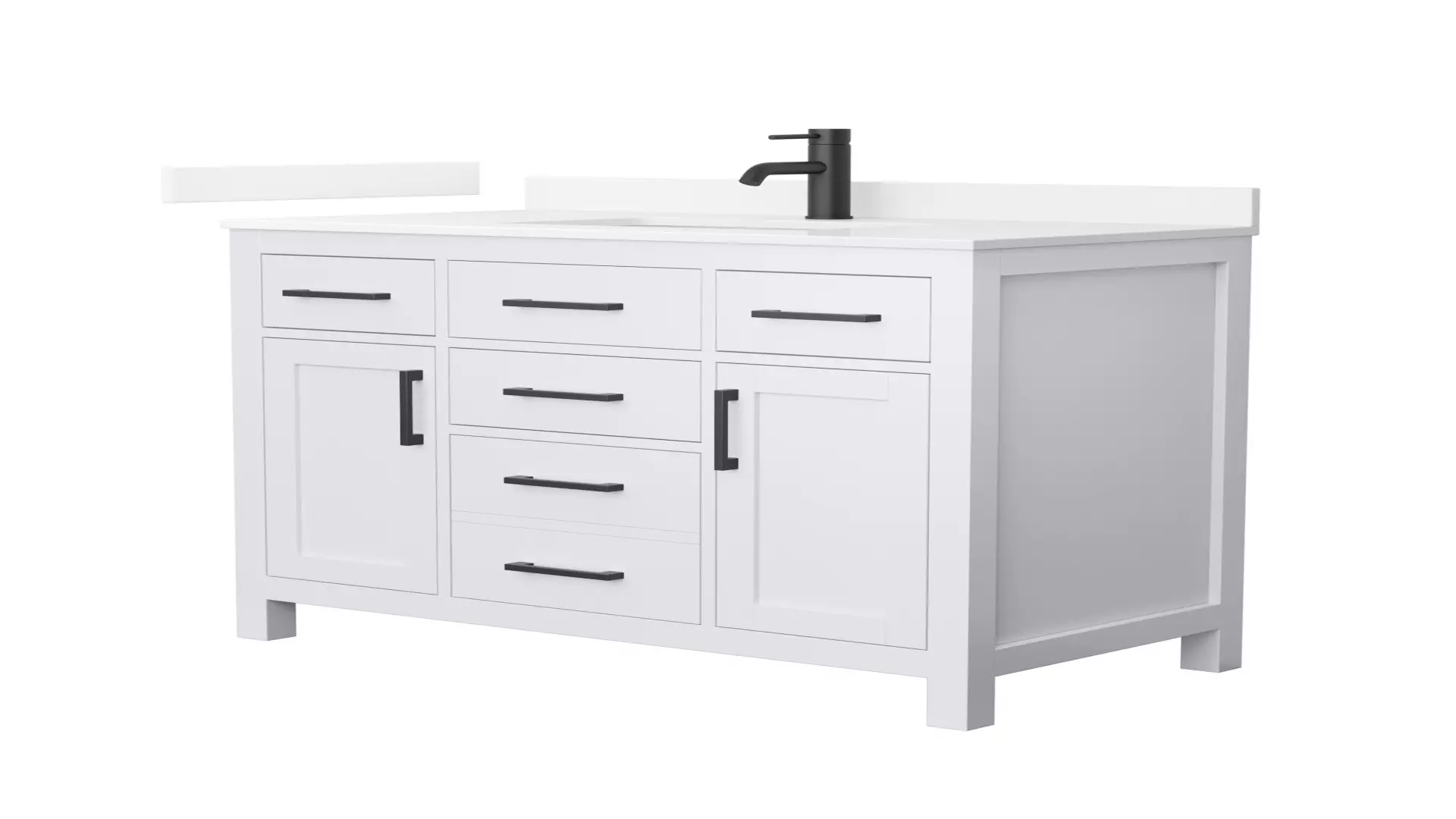 Beckett 42 Inch Single Bathroom Vanity in White, White Quartz Countertop, Undermount Square Sink (1-Hole), Matte Black Trim material