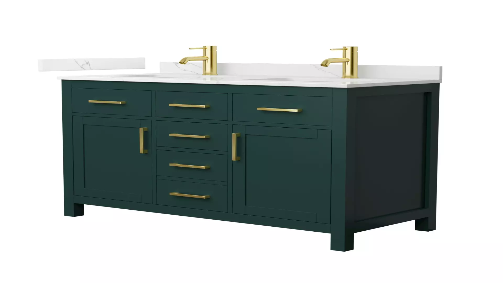 Beckett 48 Inch Double Bathroom Vanity in Green, Giotto Quartz Countertop, Undermount Square Sinks (1-Hole), Brushed Gold Trim material