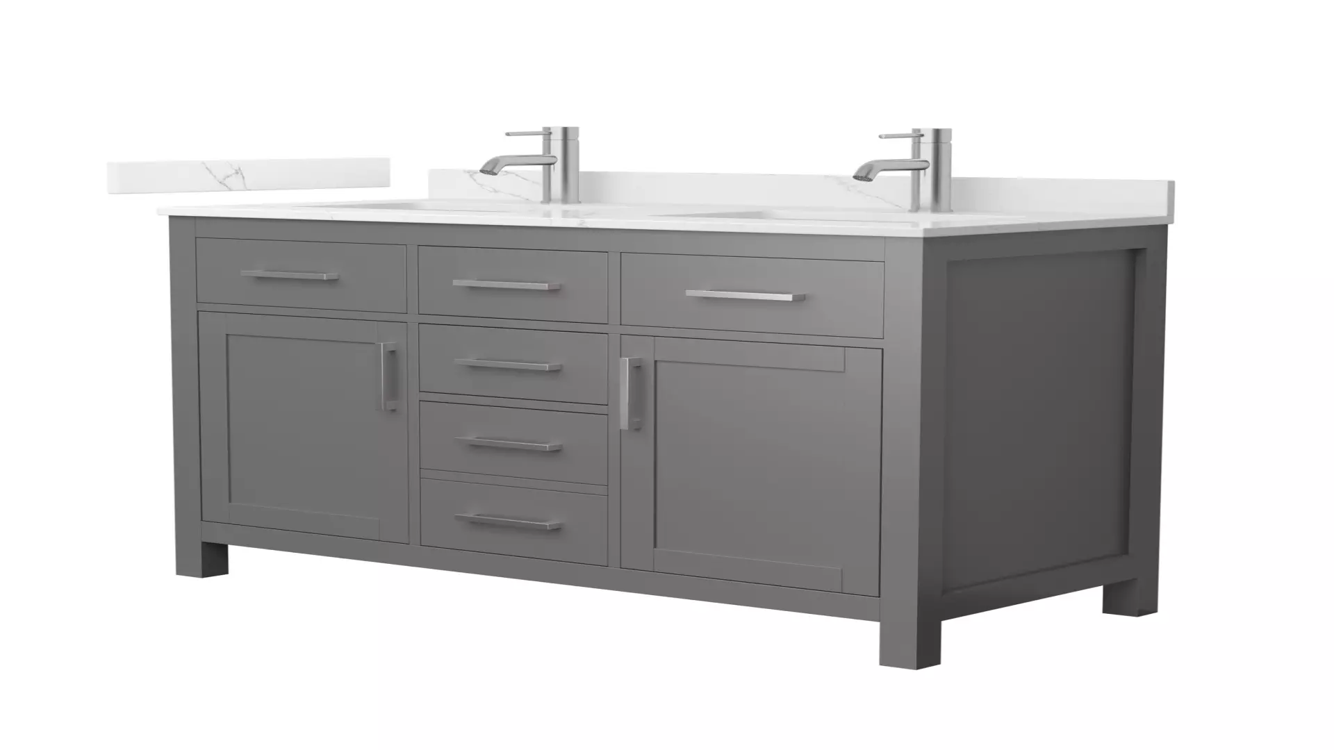 Beckett 48 Inch Double Bathroom Vanity in Dark Gray, Giotto Quartz Countertop, Undermount Square Sinks (1-Hole), Brushed Nickel Trim material