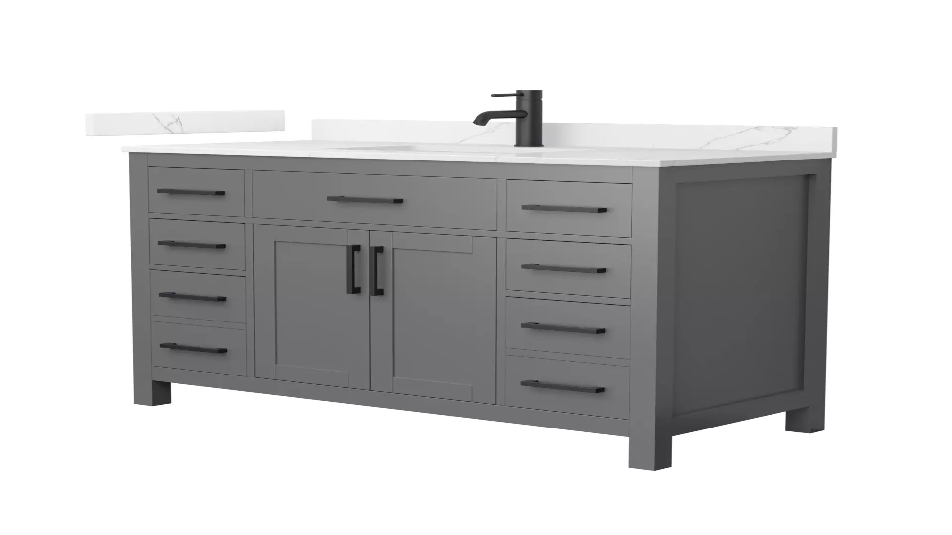 Beckett 48 Inch Single Bathroom Vanity in Dark Gray, Giotto Quartz Countertop, Undermount Square Sink (1-Hole), Matte Black Trim material