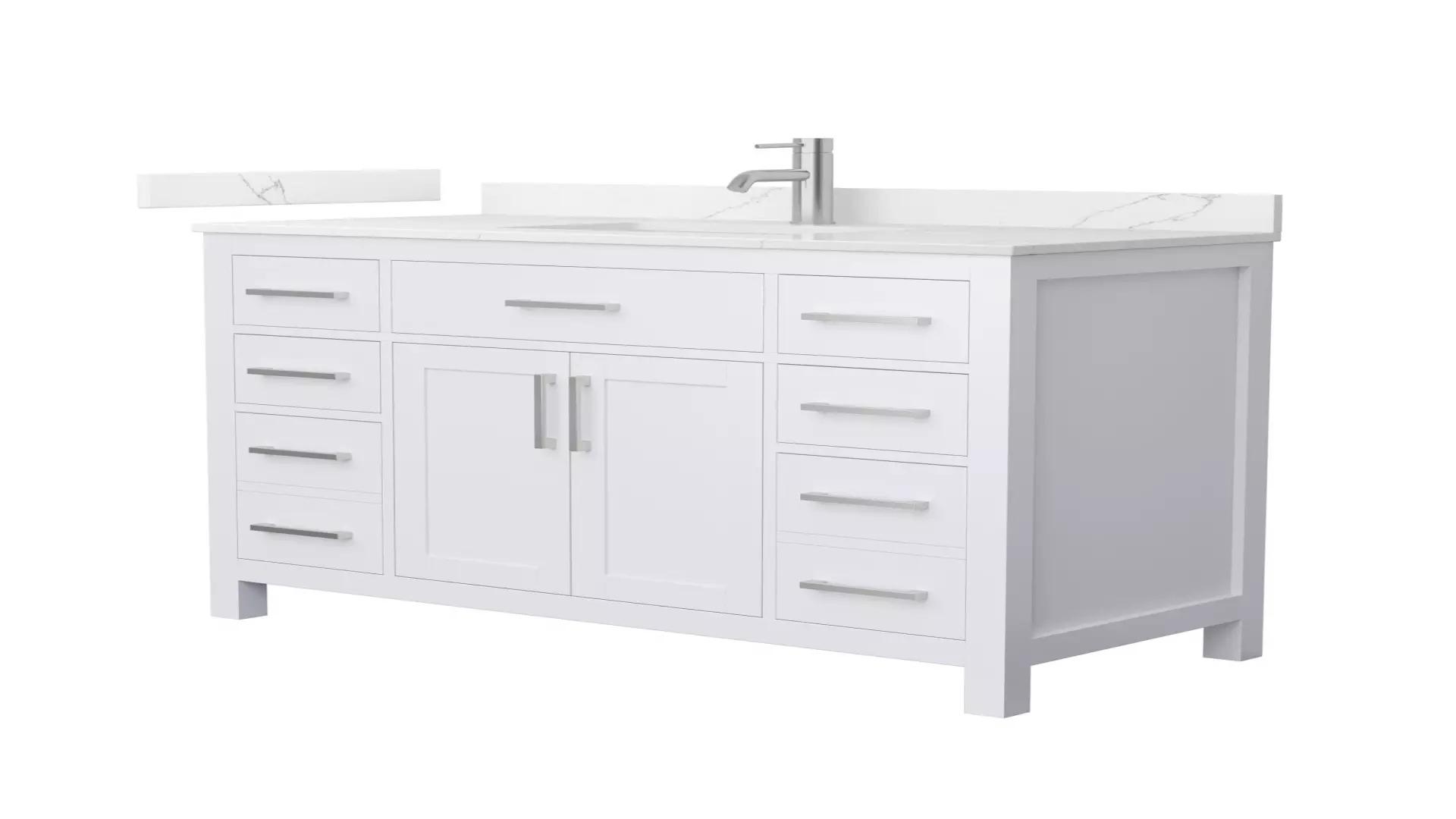 Beckett 48 Inch Single Bathroom Vanity in White, Giotto Quartz Countertop, Undermount Square Sink (1-Hole), Brushed Nickel Trim material
