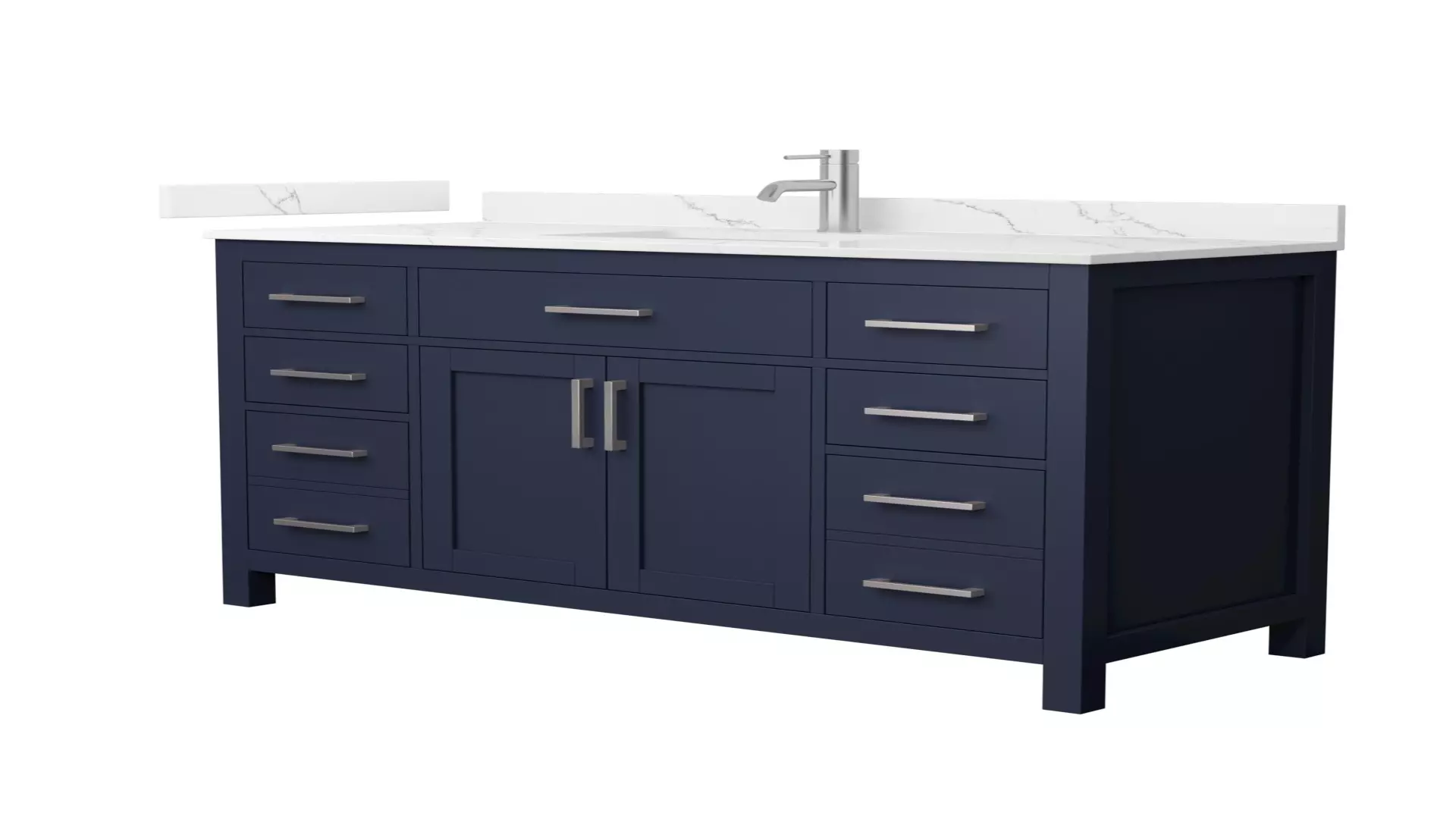 Beckett 54 Inch Single Bathroom Vanity in Dark Blue, Giotto Quartz Countertop, Undermount Square Sink (1-Hole), Brushed Nickel Trim material