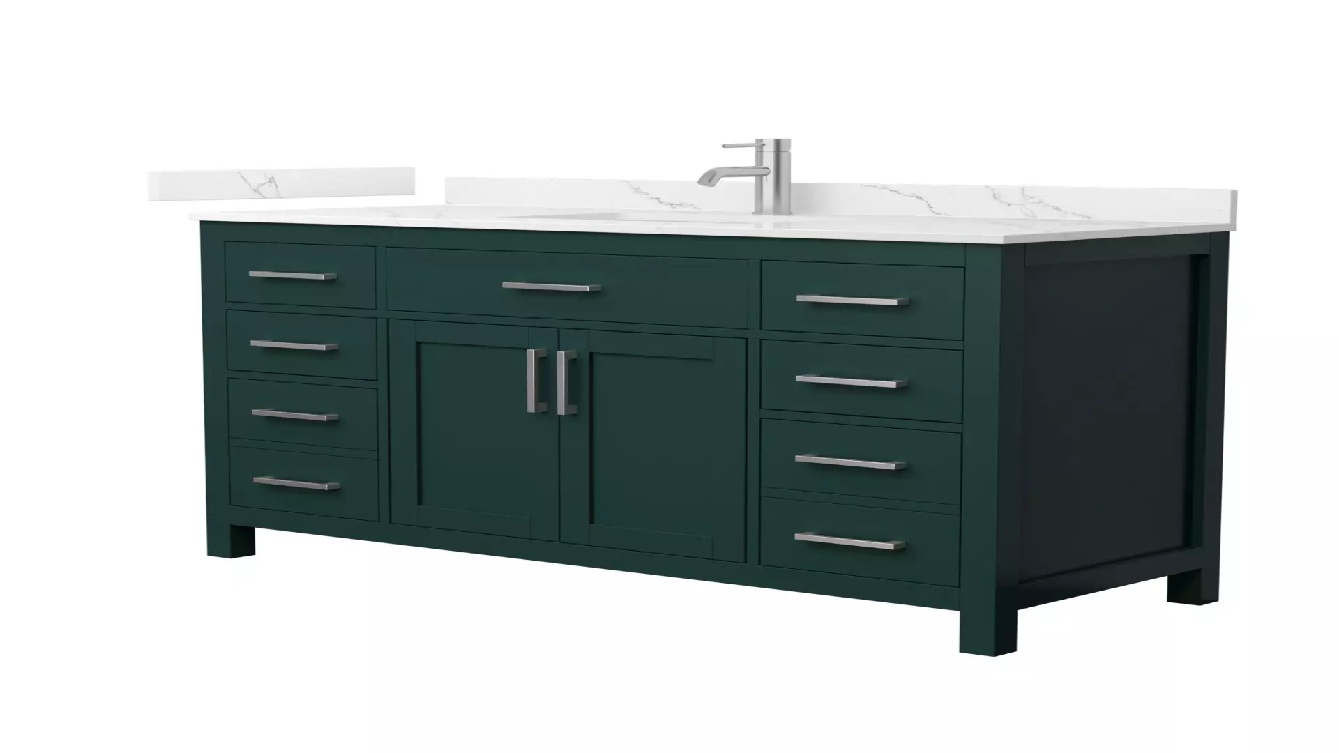 Beckett 54 Inch Single Bathroom Vanity in Green, Giotto Quartz Countertop, Undermount Square Sink (1-Hole), Brushed Nickel Trim material