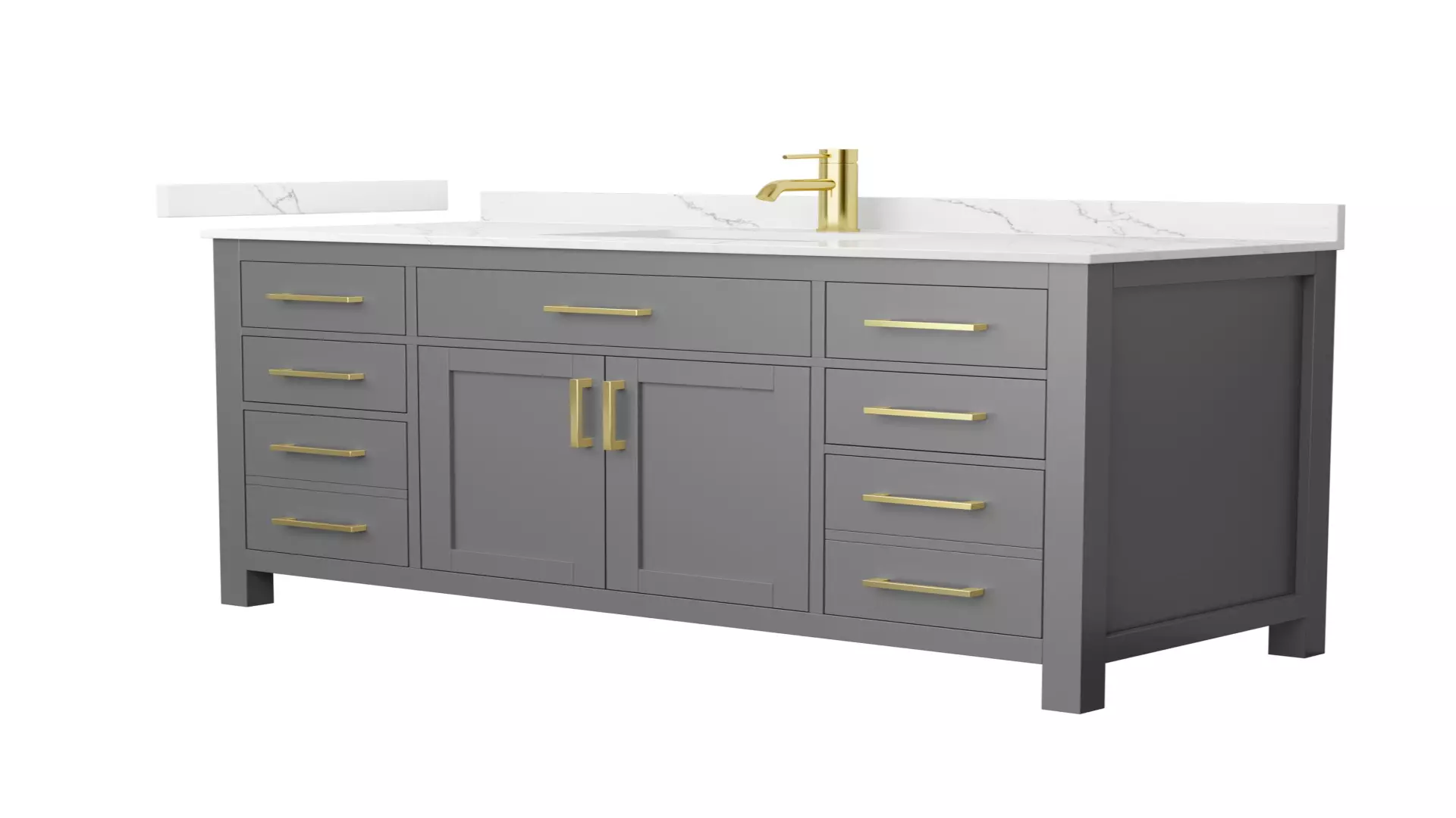 Beckett 54 Inch Single Bathroom Vanity in Dark Gray, Giotto Quartz Countertop, Undermount Square Sink (1-Hole), Brushed Gold Trim material