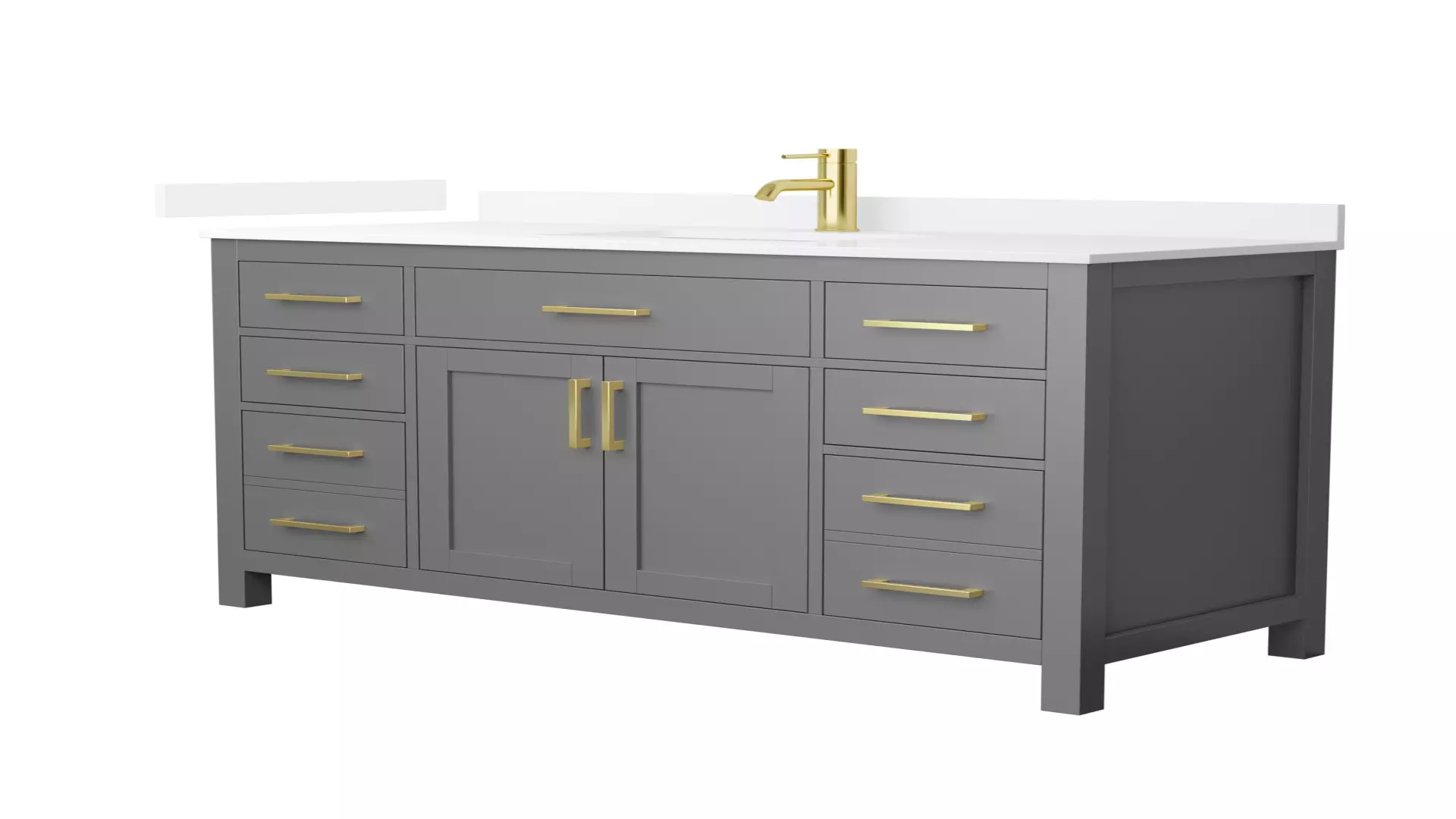 Beckett 54 Inch Single Bathroom Vanity in Dark Gray, White Quartz Countertop, Undermount Square Sink (1-Hole), Brushed Gold Trim material