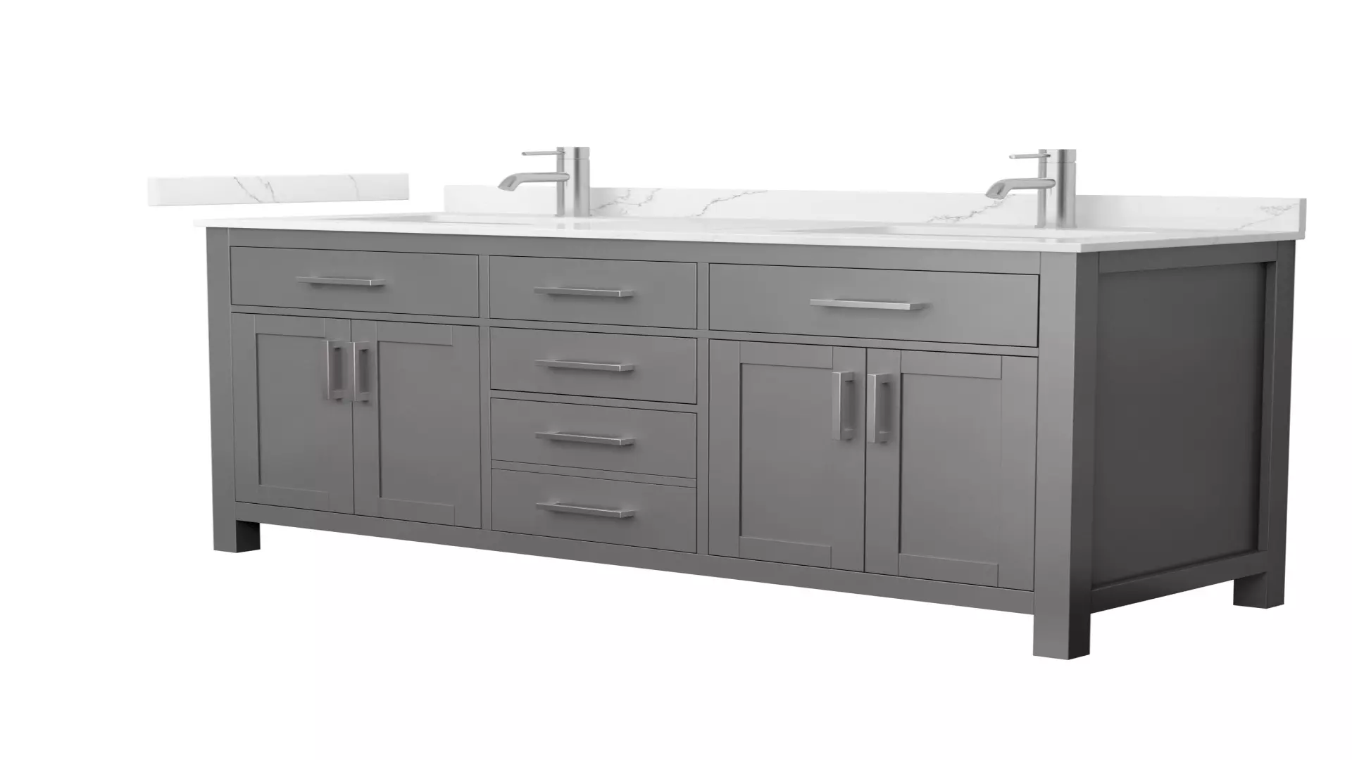 Beckett 60 Inch Double Bathroom Vanity in Dark Gray, Giotto Quartz Countertop, Undermount Square Sinks (1-Hole), Brushed Nickel Trim material