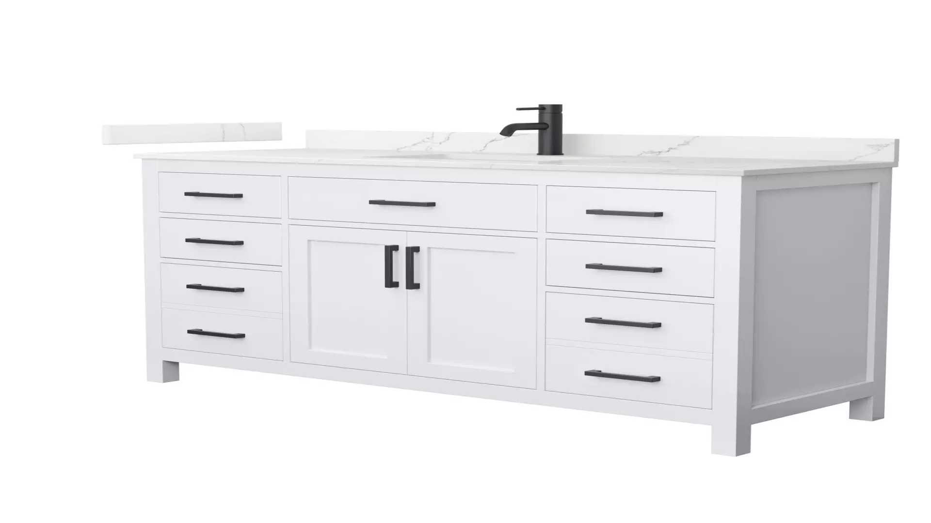 Beckett 60 Inch Single Bathroom Vanity in White, Giotto Quartz Countertop, Undermount Square Sink (1-Hole), Matte Black Trim material