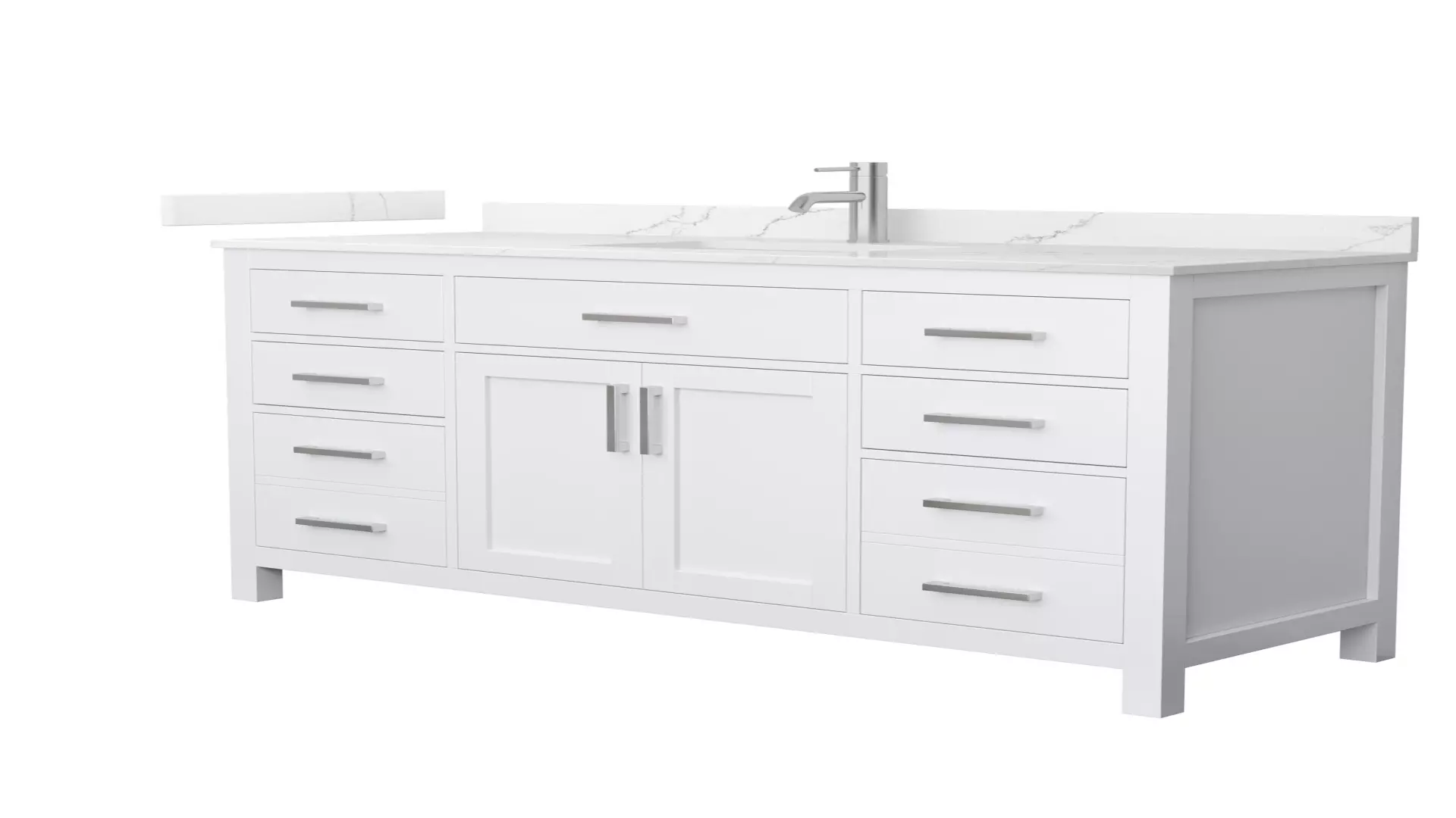Beckett 60 Inch Single Bathroom Vanity in White, Giotto Quartz Countertop, Undermount Square Sink (1-Hole), Brushed Nickel Trim material