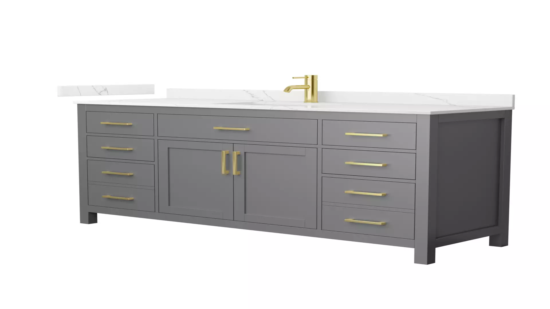 Beckett 66 Inch Single Bathroom Vanity in Dark Gray, Giotto Quartz Countertop, Undermount Square Sink (1-Hole), Brushed Gold Trim material