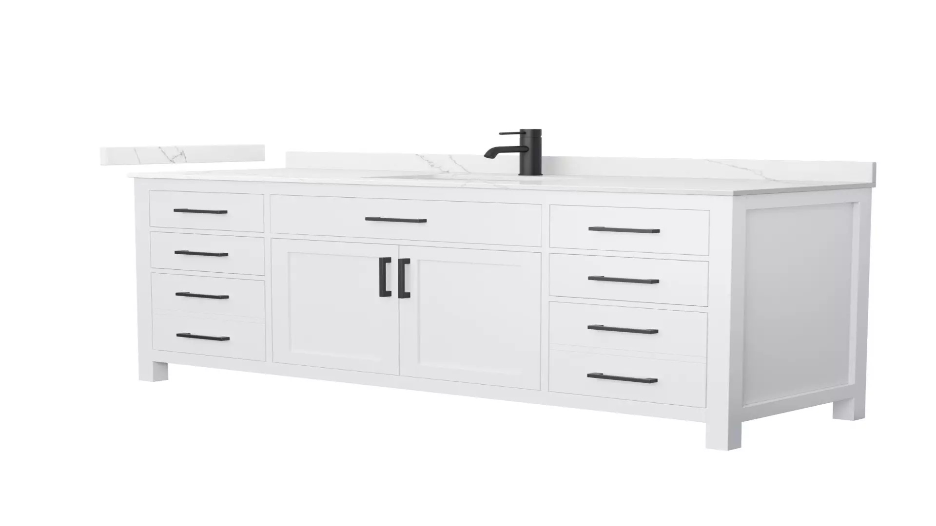 Beckett 66 Inch Single Bathroom Vanity in White, Giotto Quartz Countertop, Undermount Square Sink (1-Hole), Matte Black Trim material