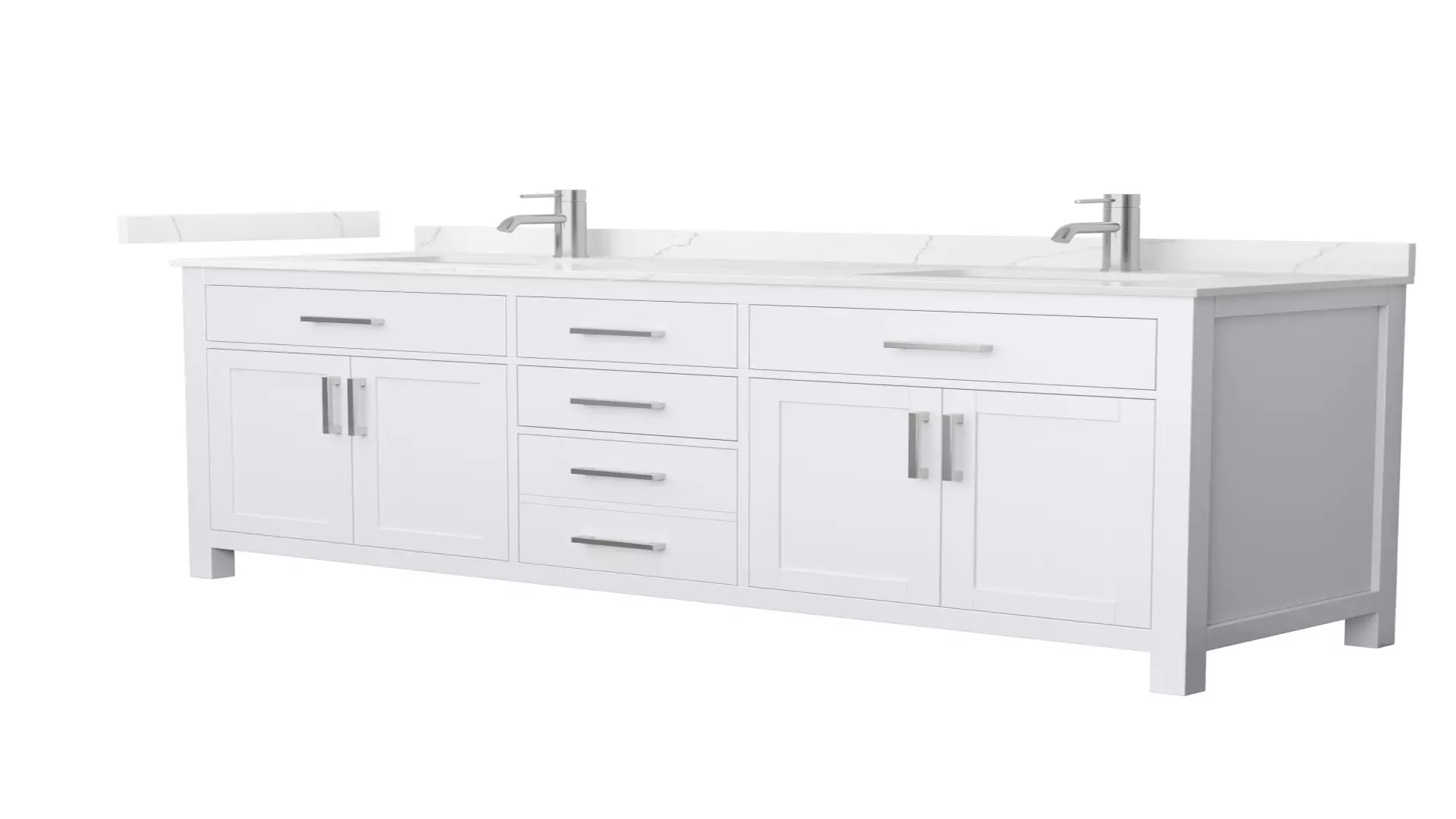 Beckett 72 Inch Double Bathroom Vanity in White, Giotto Quartz Countertop, Undermount Square Sinks (1-Hole), Brushed Nickel Trim material