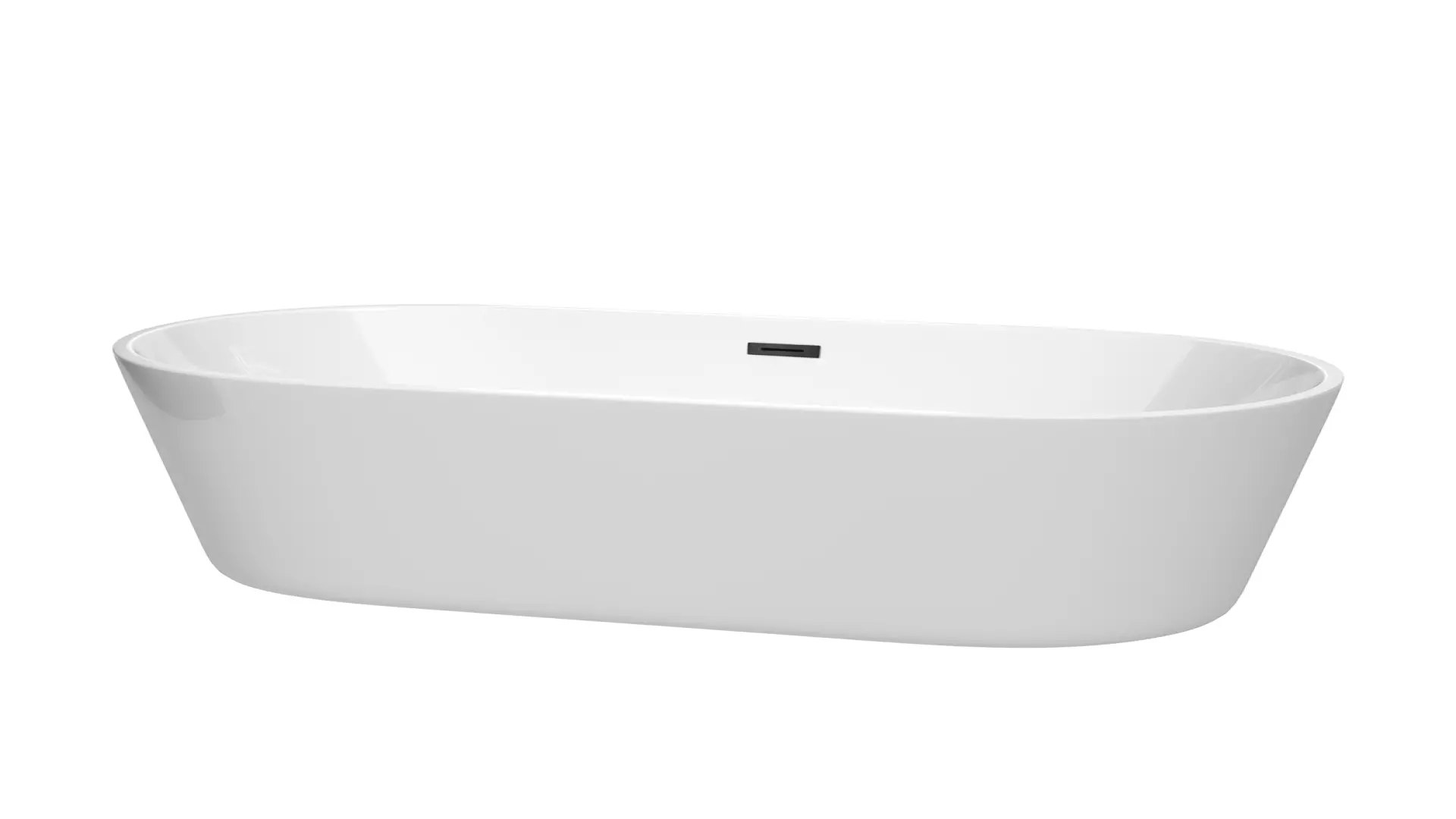 Carissa CD 67 Inch Freestanding Bathtub in White with Matte Black Drain and Overflow Trim material