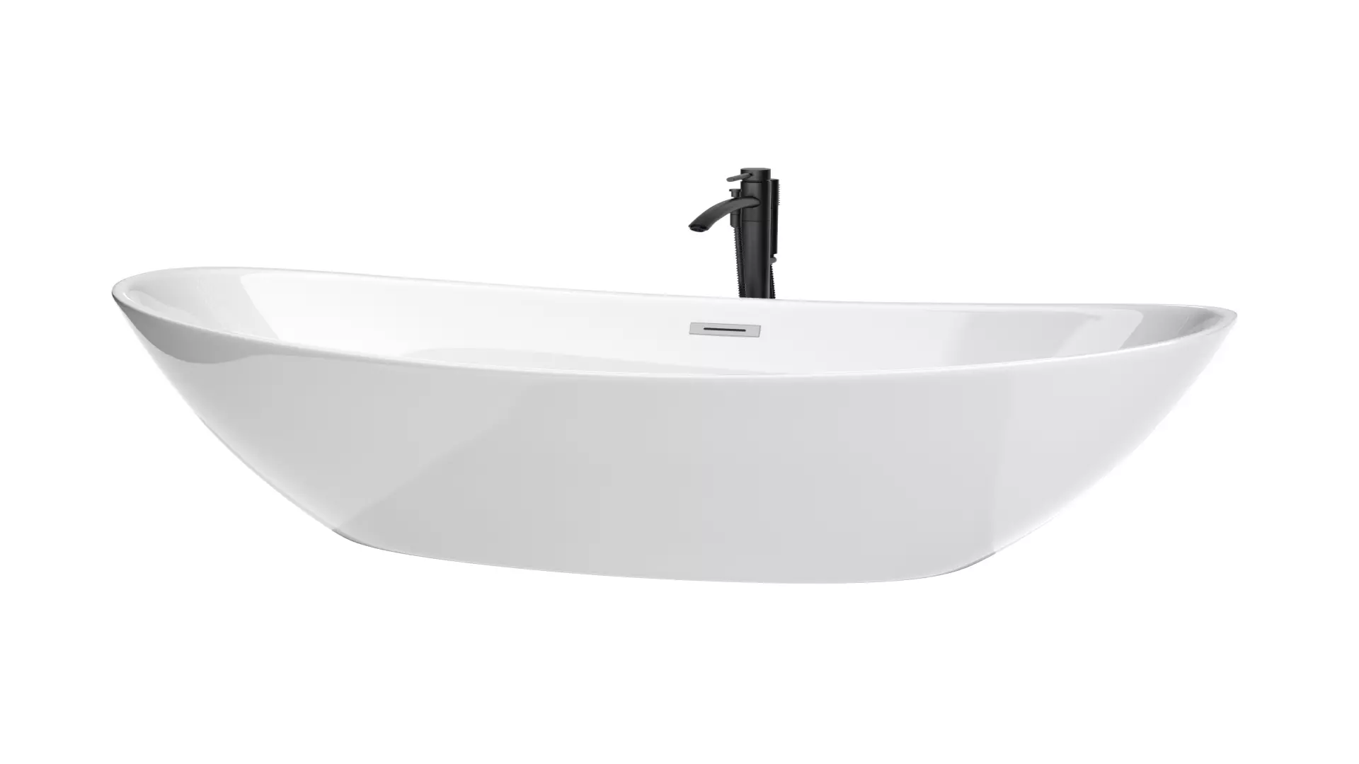 Dorrit 66 Inch Freestanding Bathtub in White with Polished Chrome Trim and Floor Mounted Faucet in Matte Black material