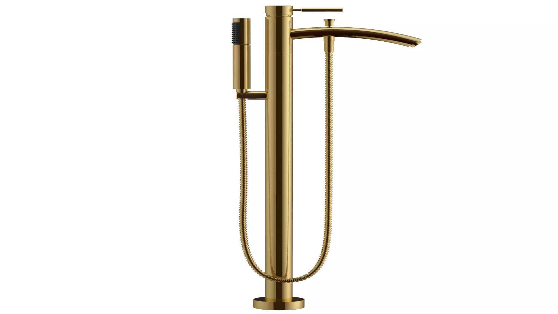 Taron Modern-Style Bathroom Tub Filler Faucet (Floor-mounted) in Brushed Gold material