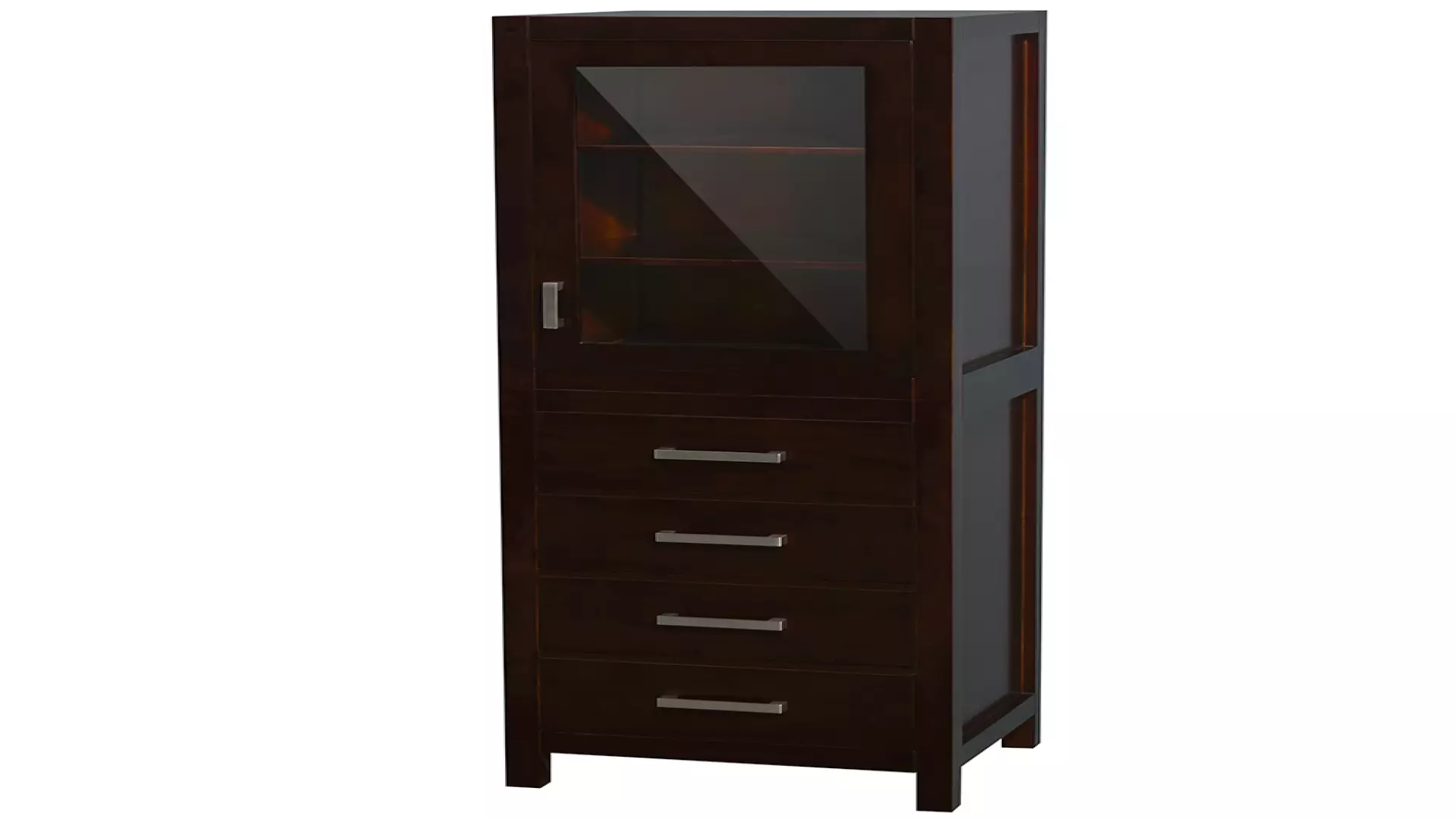 Sheffield 24 Inch Linen Tower in Espresso with Shelved Cabinet Storage and 4 Drawers material