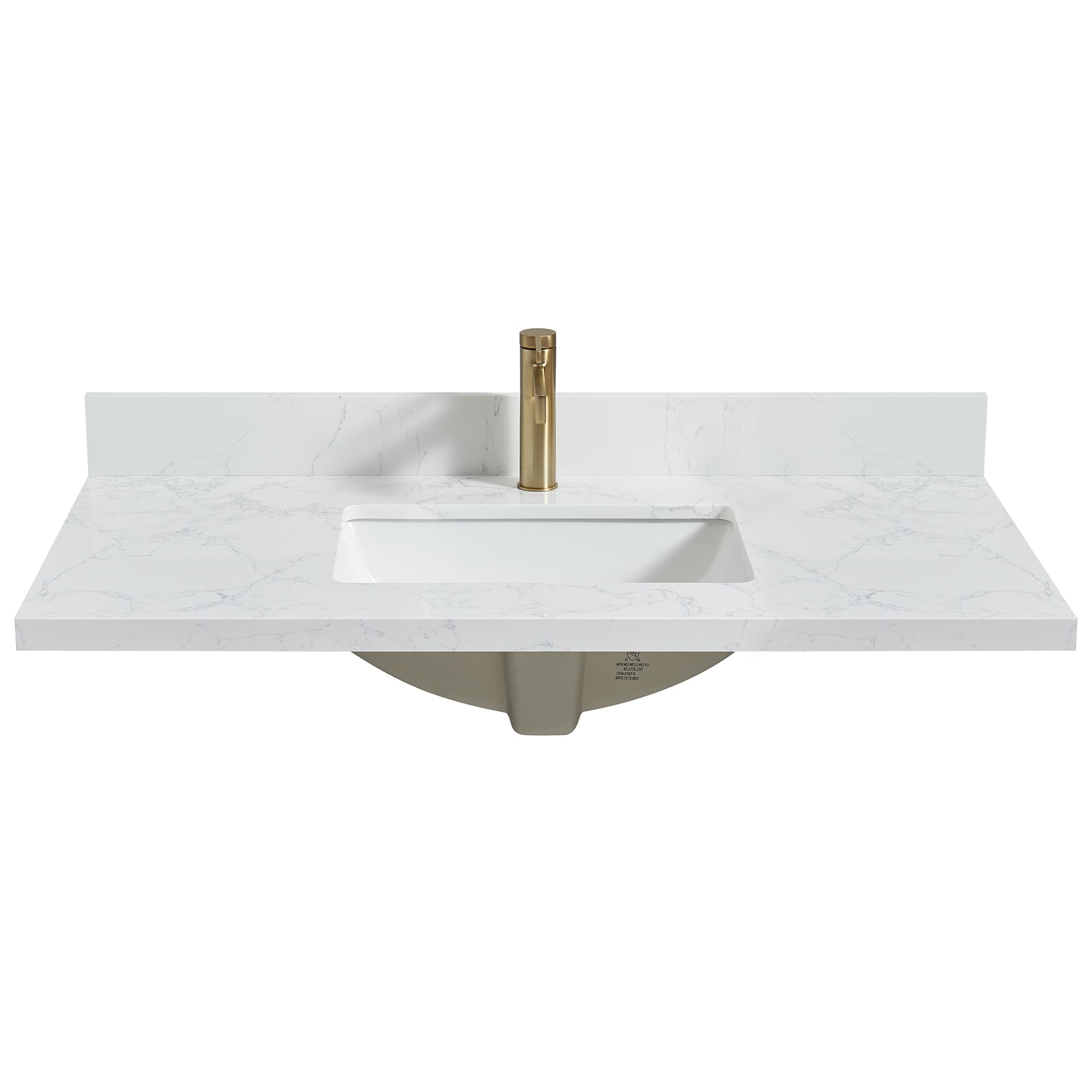 Malaga 43 in. W x 22 in. D Composite Stone Vanity Top in Grain White with White Rectangular Single Sink material