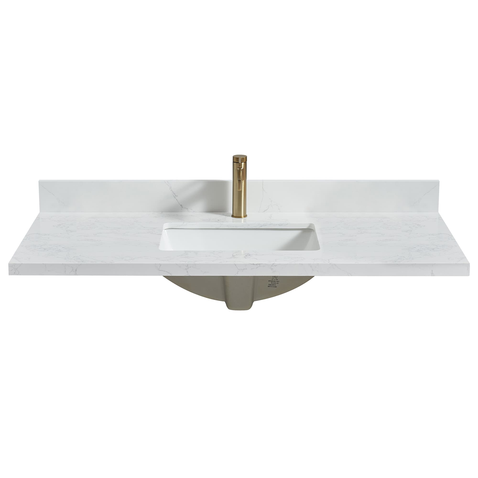 Malaga 49 in. W x 22 in. D Composite Stone Vanity Top in Grain White with White Rectangular Single Sink material