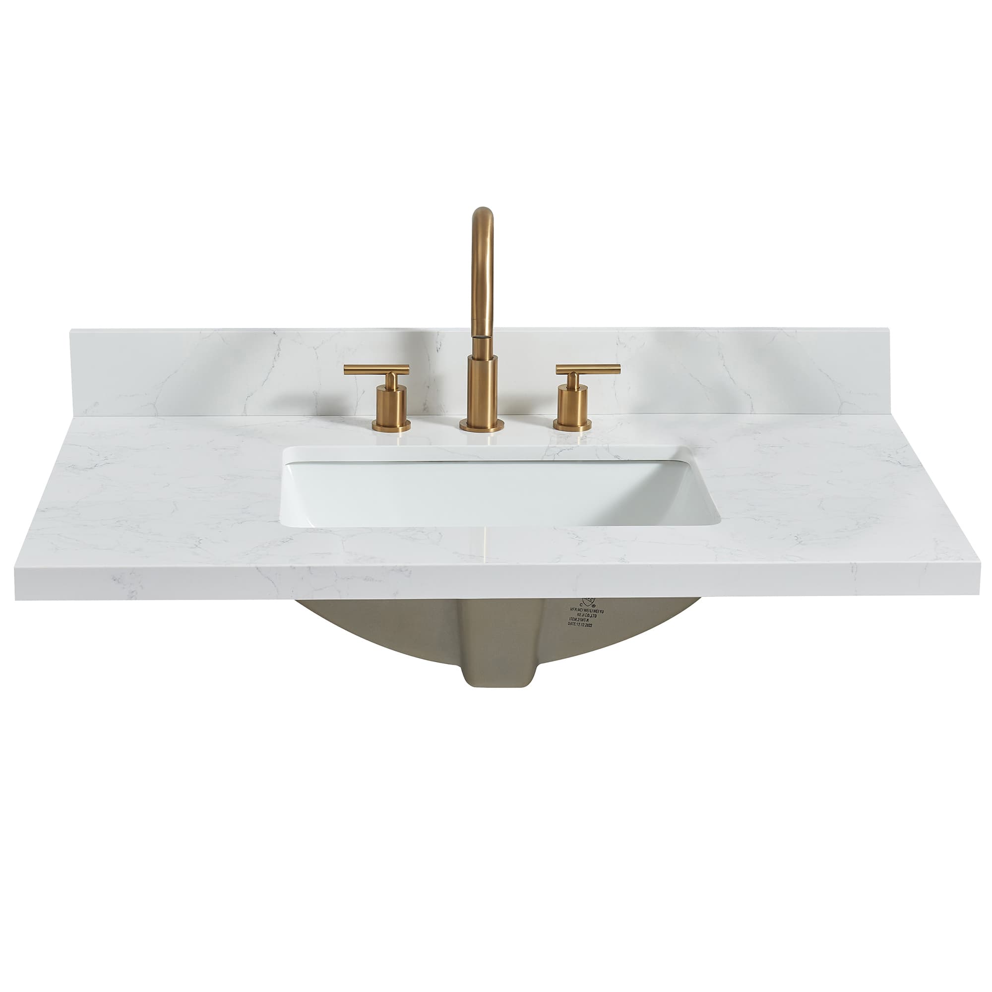 Jaen 37 in. W x 22 in. D Composite Stone Vanity Top in Grain White with White Rectangular Single Sink material
